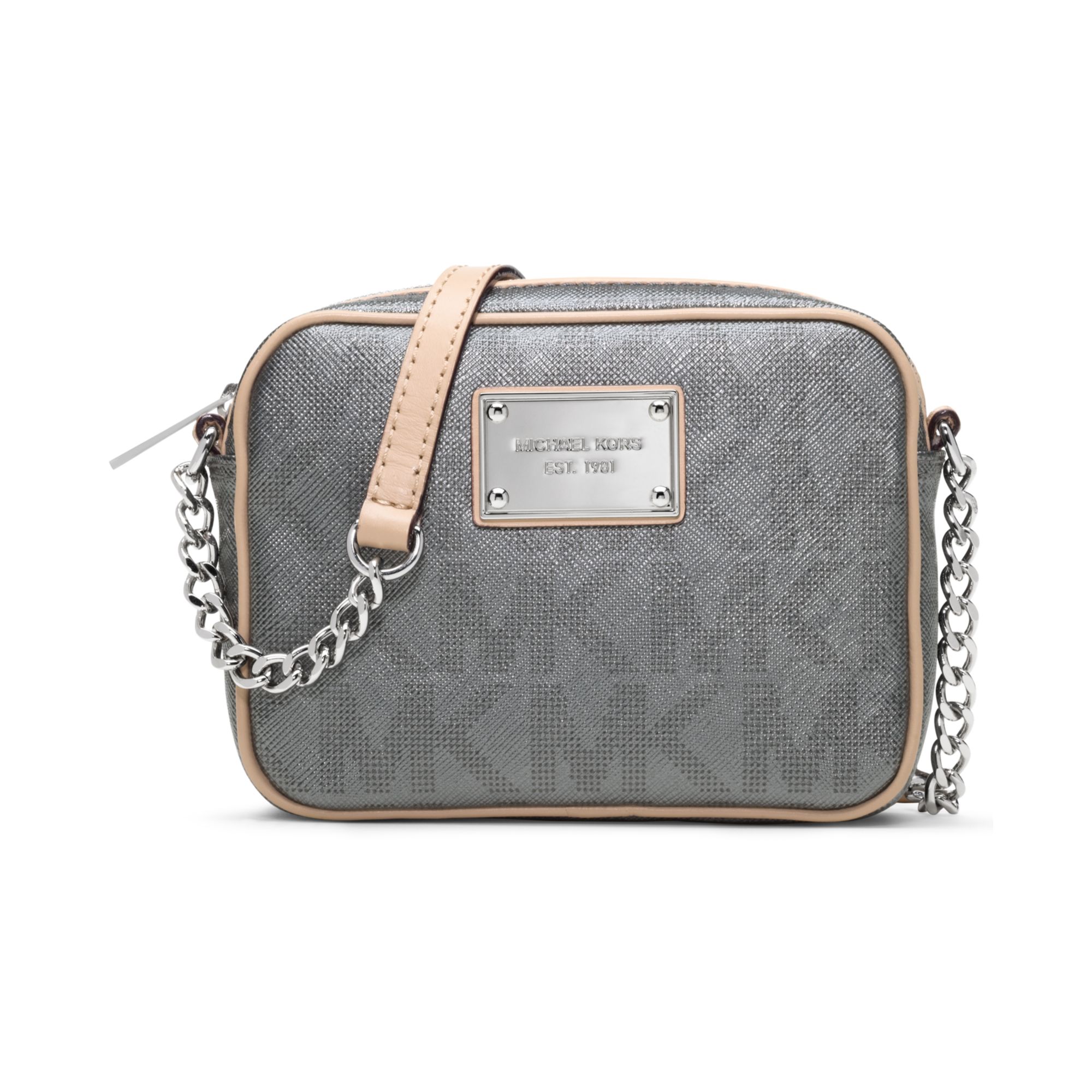Michael Kors Signature Metallic Crossbody in Gray Lyst