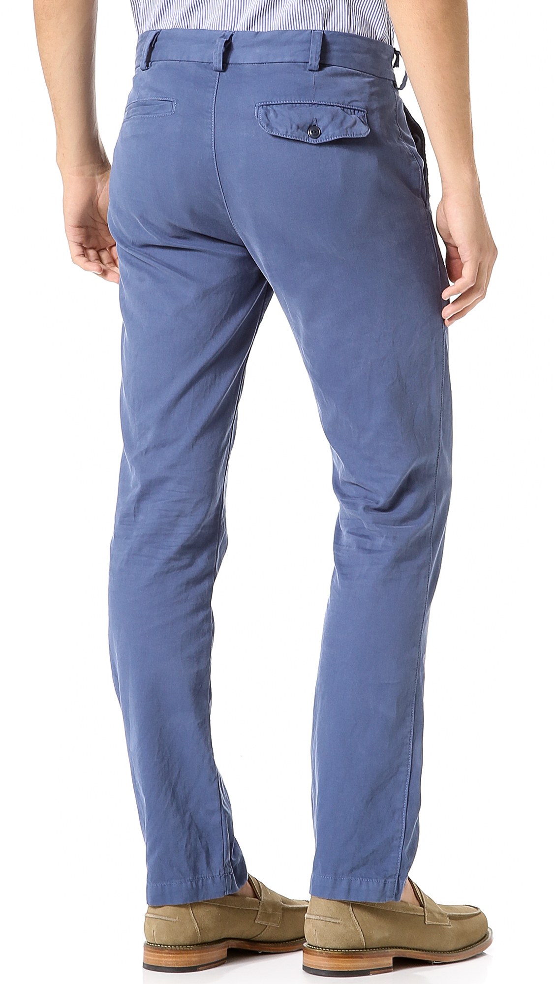 Lyst Save Khaki Slim Bedford Twill Trousers in Blue for Men