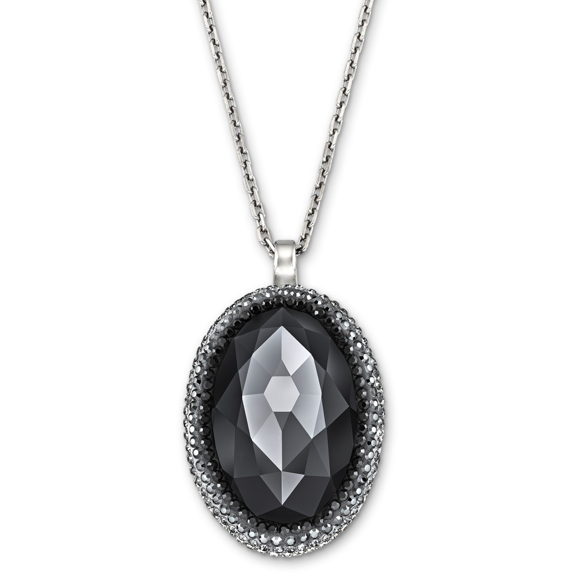 ornament Evaluatie Gewoon Swarovski Palladiumplated Black Crystal Oval Pendant Necklace in Metallic |  Lyst