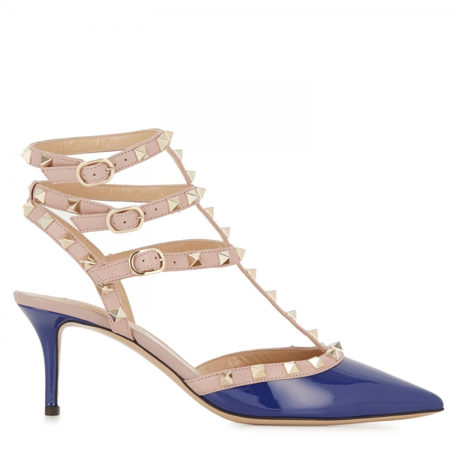 Valentino Rock Stud Patent Leather Pumps in Blue | Lyst
