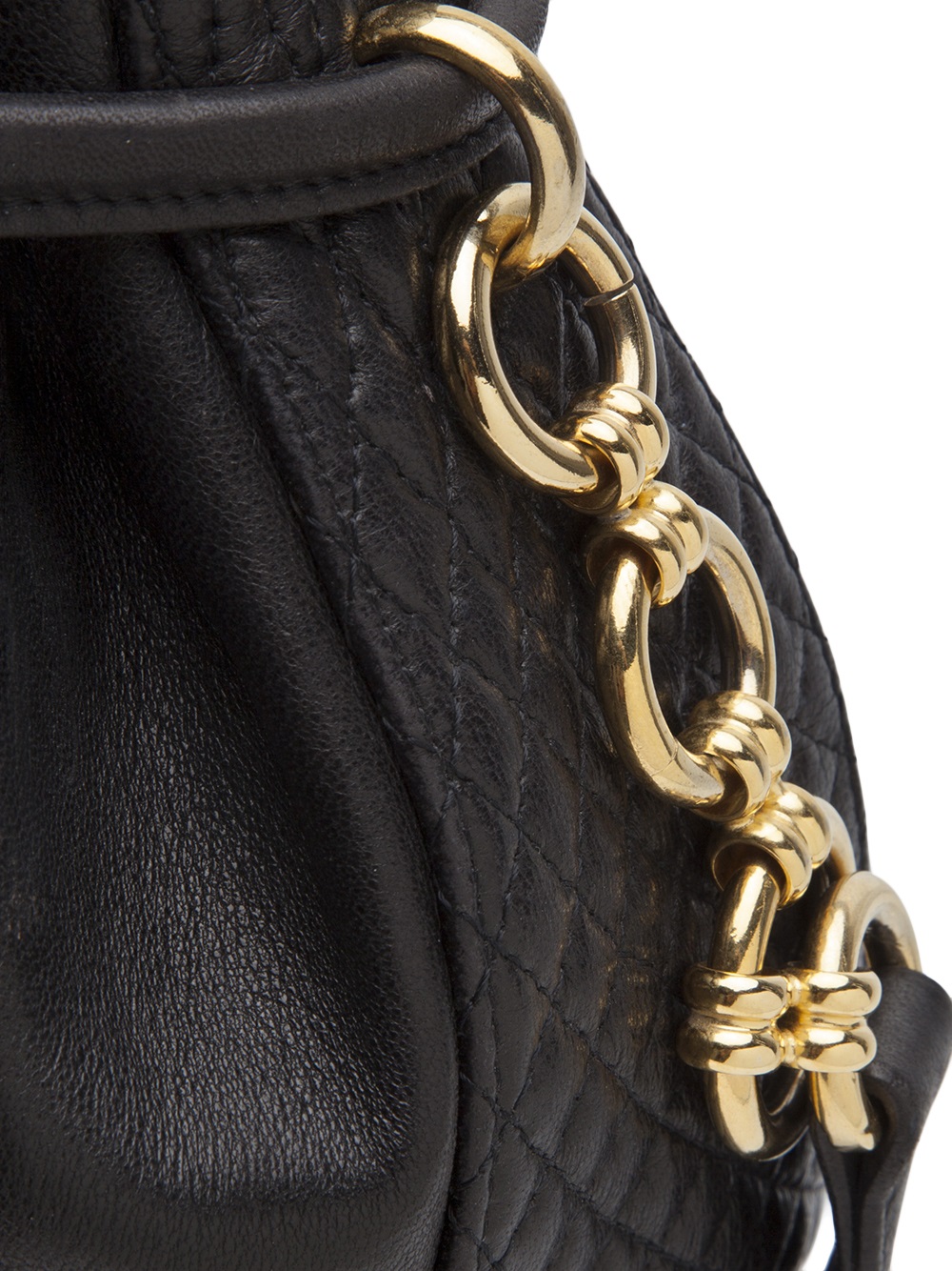 Bally Quilted Leather Drawstring Bag in Black