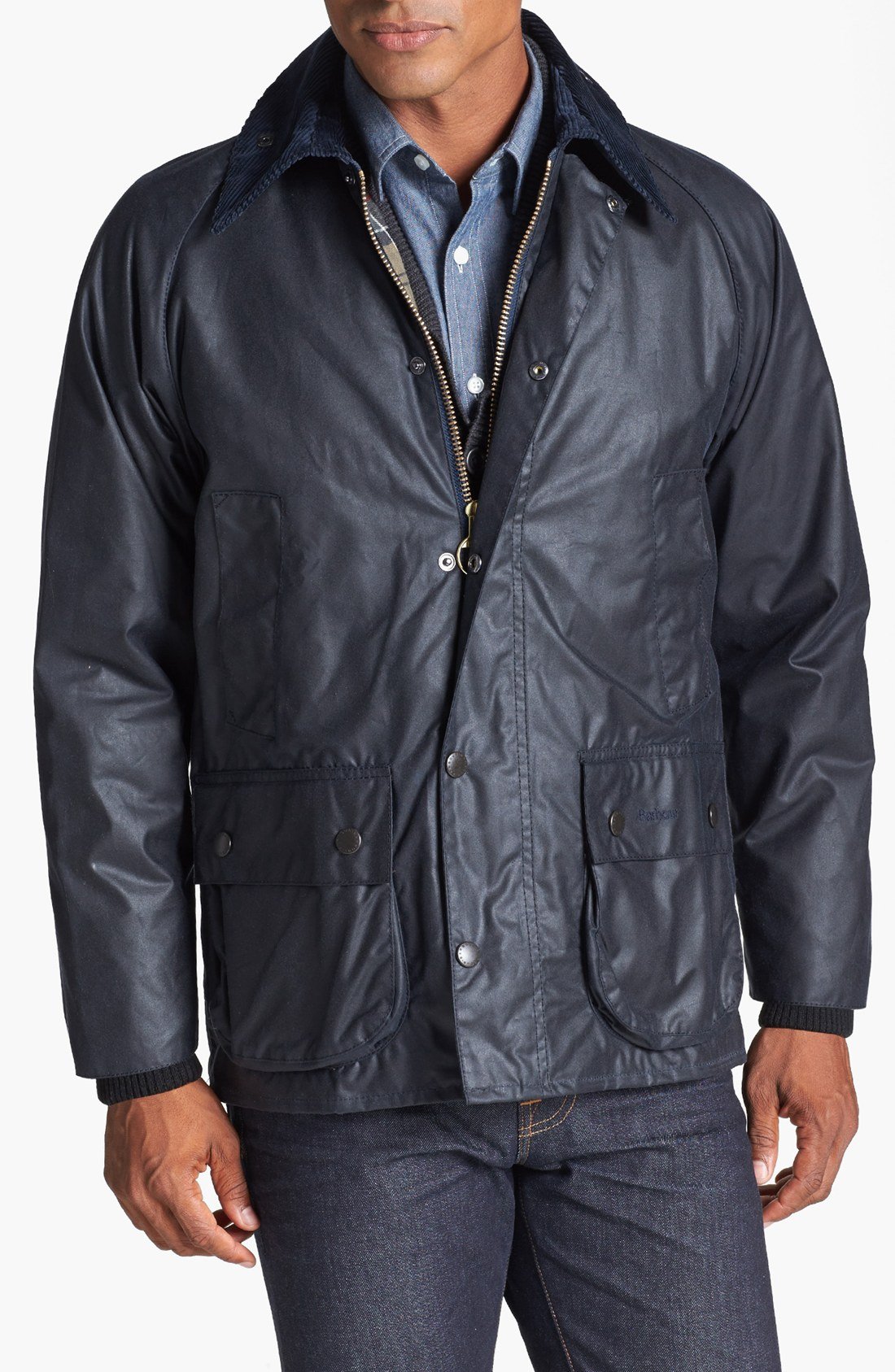 Barbour 'bedale' Regular Fit Waxed Cotton Jacket in Blue for Men (Navy