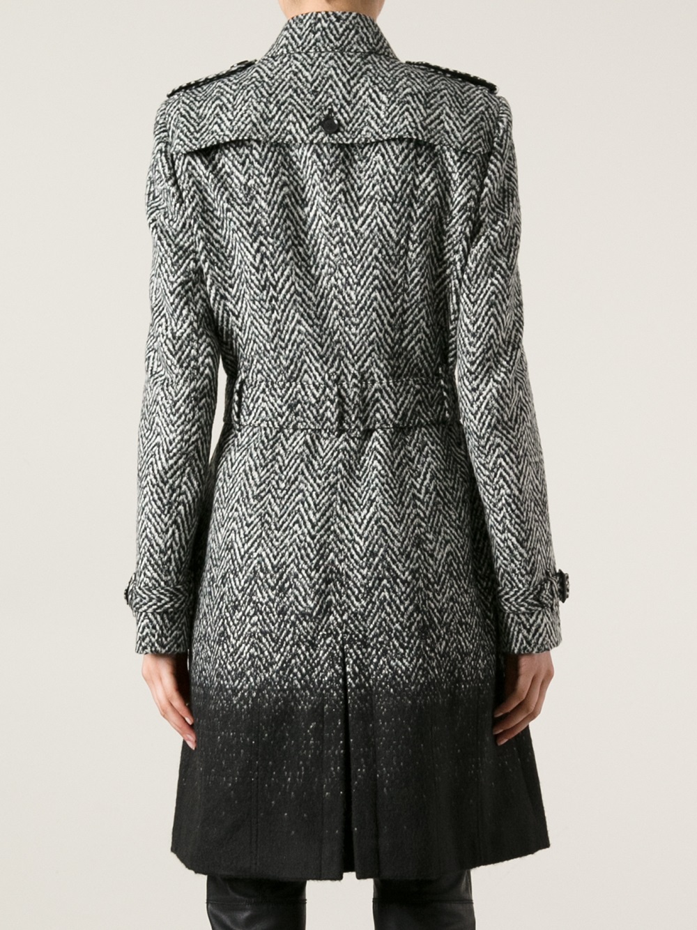 Burberry Herringbone Tweed Double Breasted Coat in Black Lyst