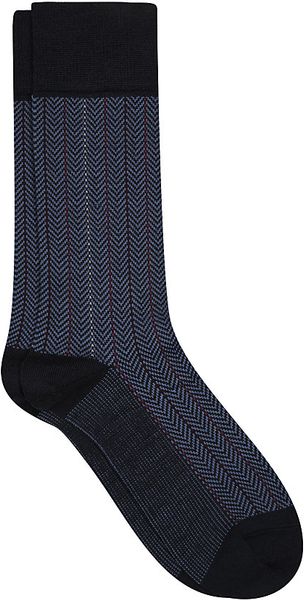 Burlington Herringbone Wool Socks in Blue for Men (navy) | Lyst