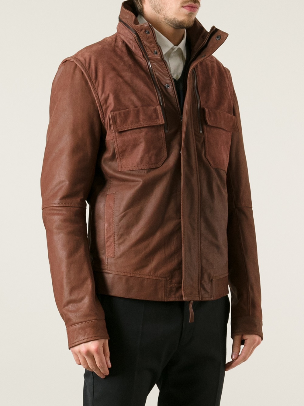 armani brown leather jacket