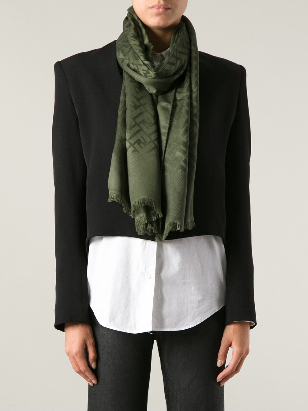 Fendi Monogram Scarf in Green Lyst
