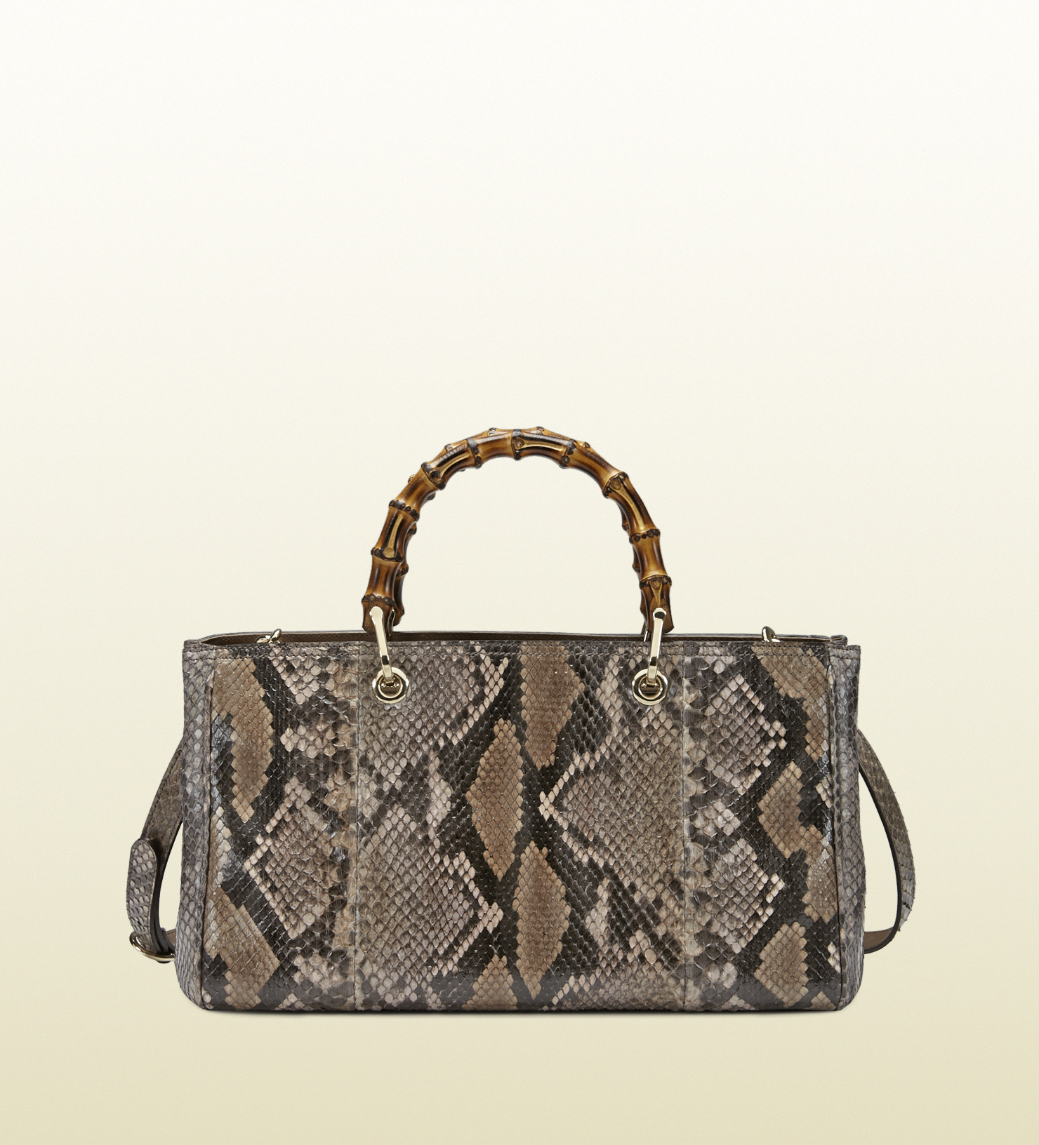 Gucci Bamboo Shopper Python Tote in Brown