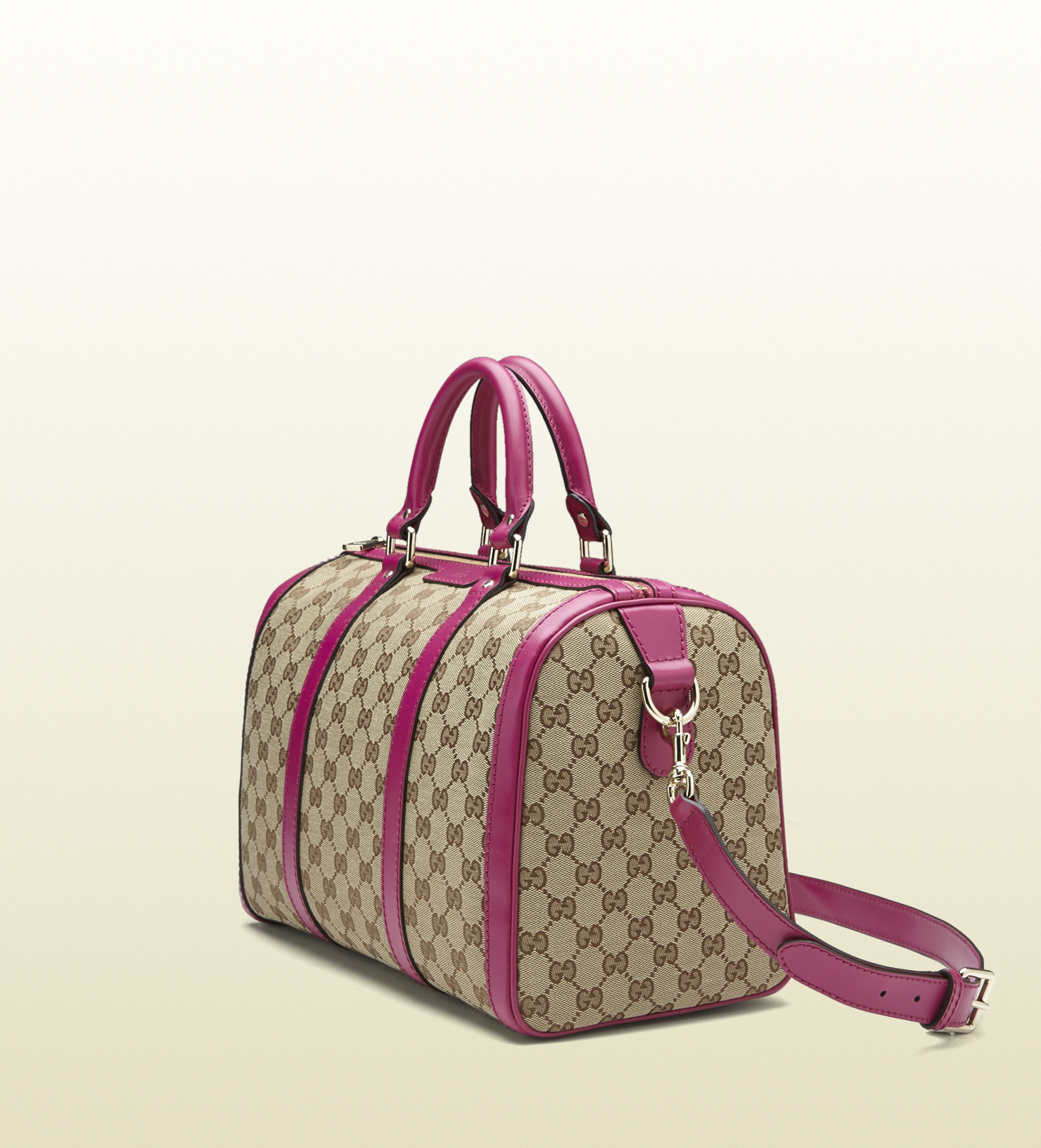 Gucci Vintage Web Original Gg Canvas Boston Bag in Beige (Pink) - Lyst