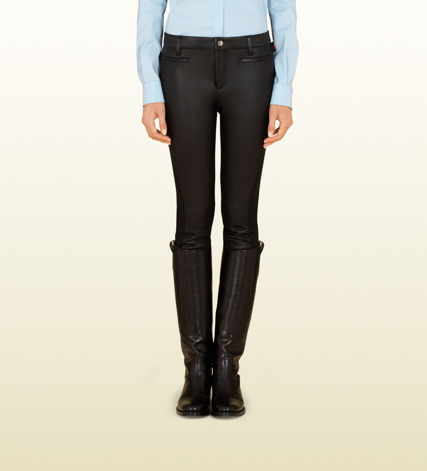 Lyst Gucci Black Riding Pant With Leather Detail From Equestrian