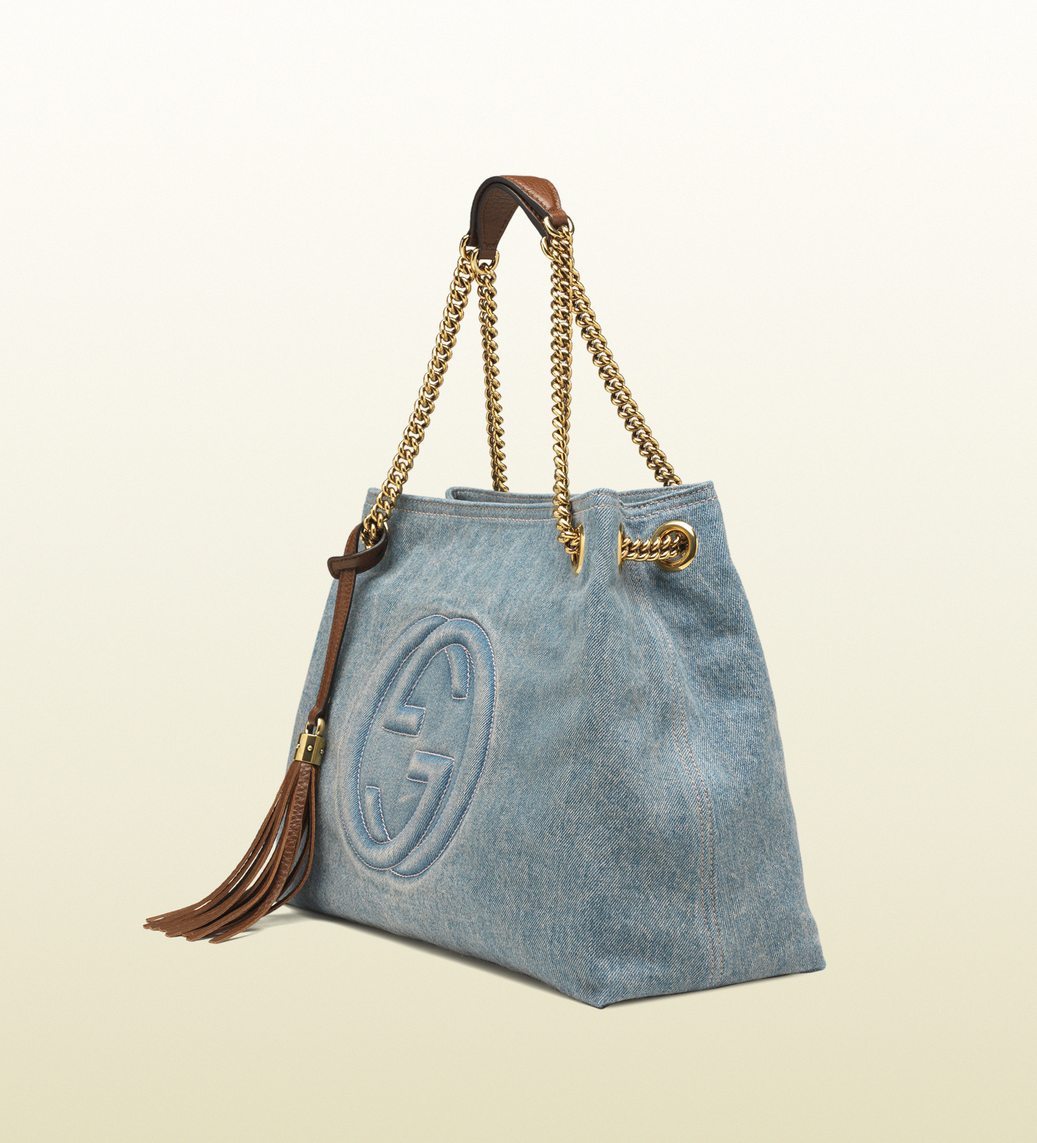 Gucci Soho Denim Shoulder Bag in Blue - Lyst