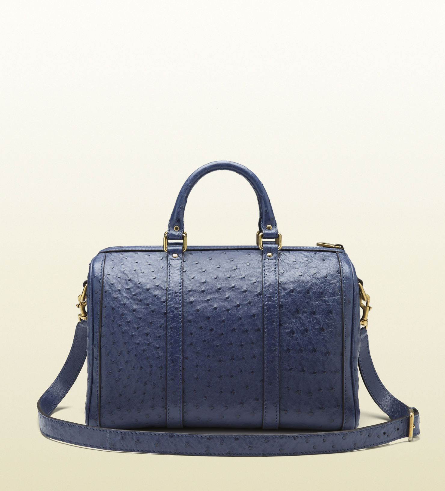 Gucci Vintage Web Ostrich Boston Bag in Blue - Lyst