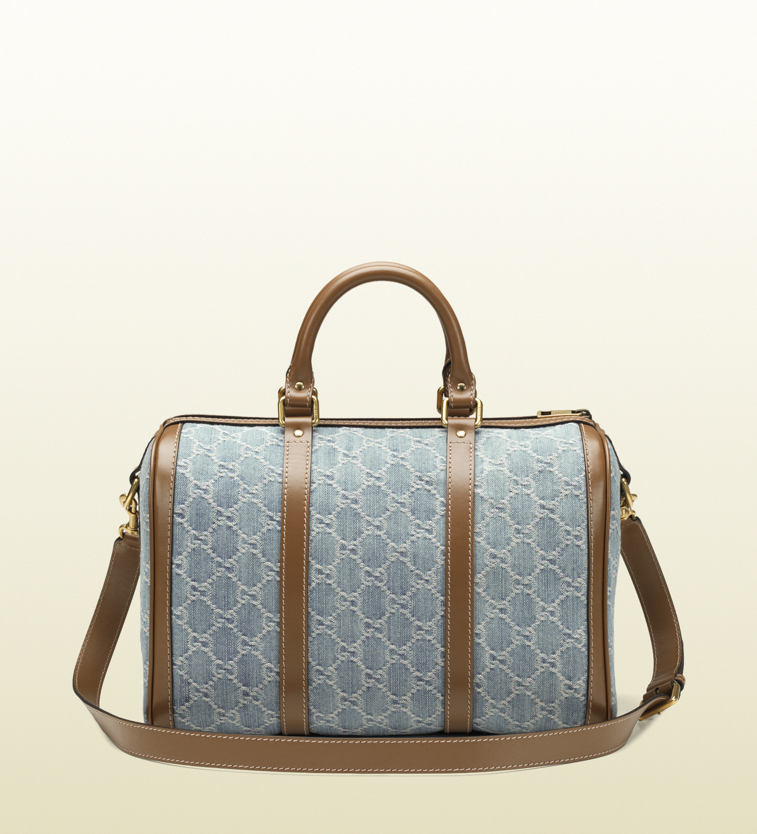 Gucci Vintage Web Gg Denim Boston Bag in Blue - Lyst