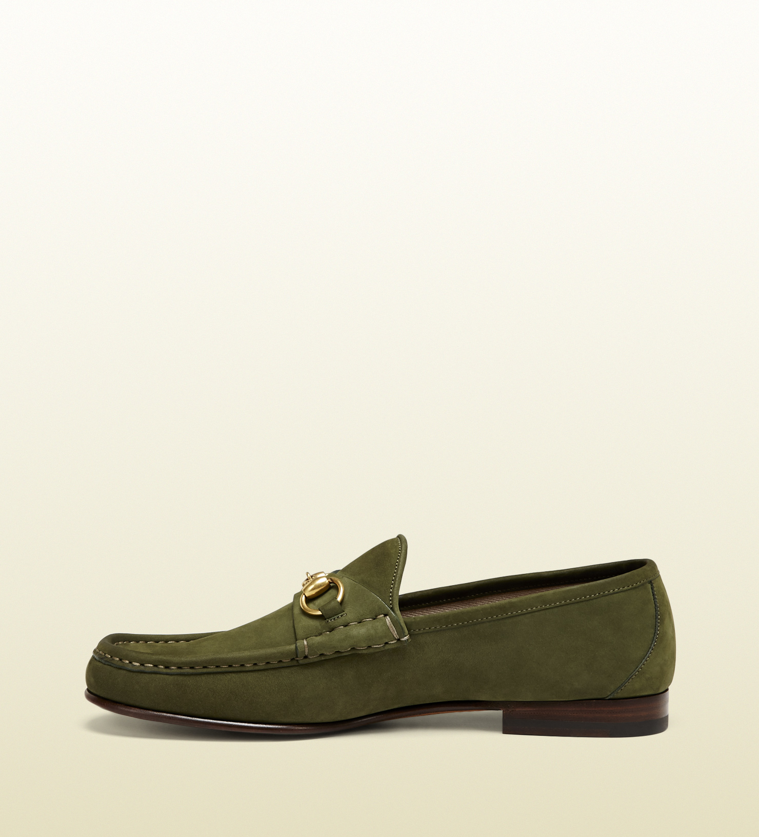 green suede gucci loafers