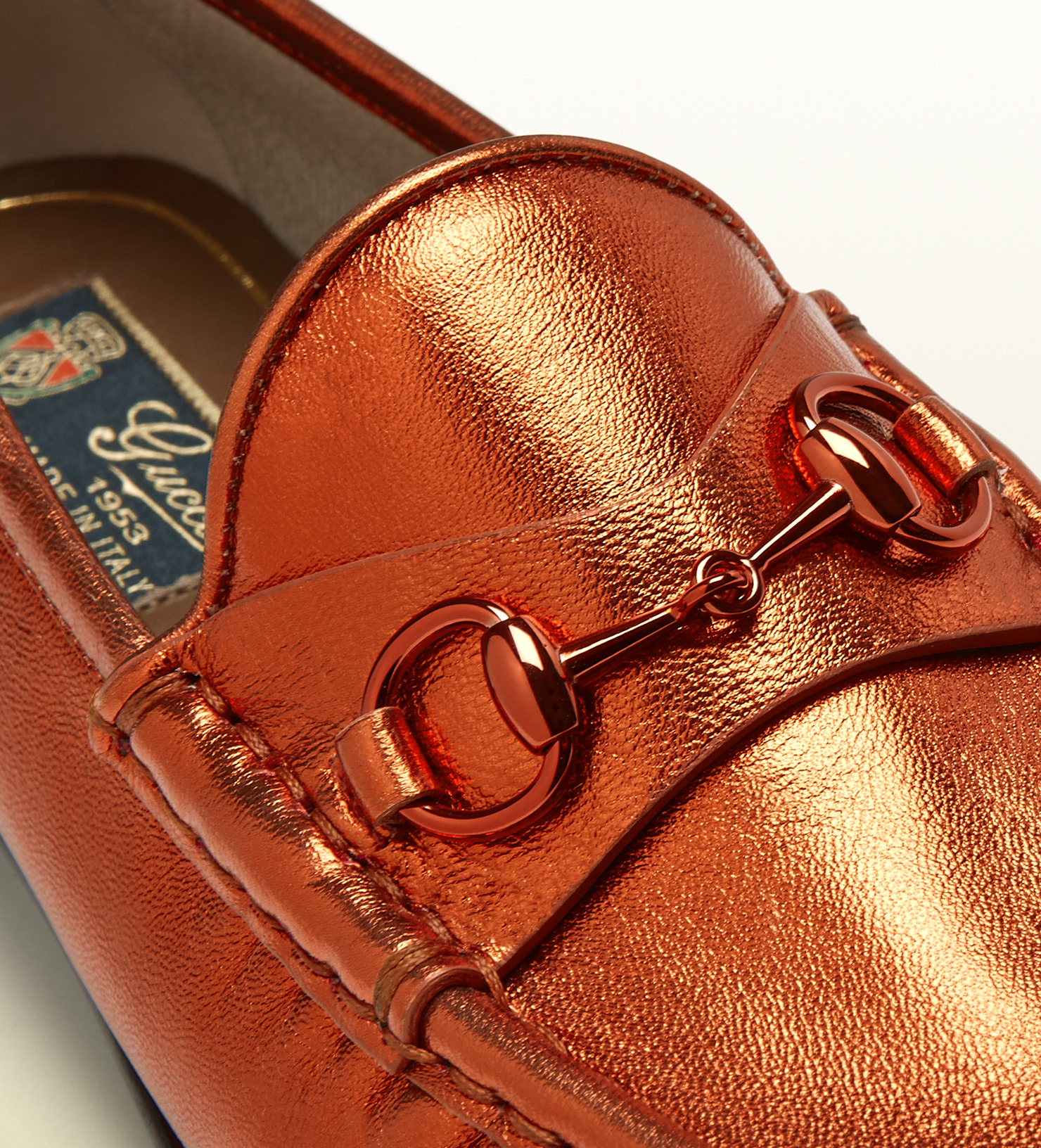Gucci Horsebit Loafer in Metallic Leather in Orange for Men - Lyst