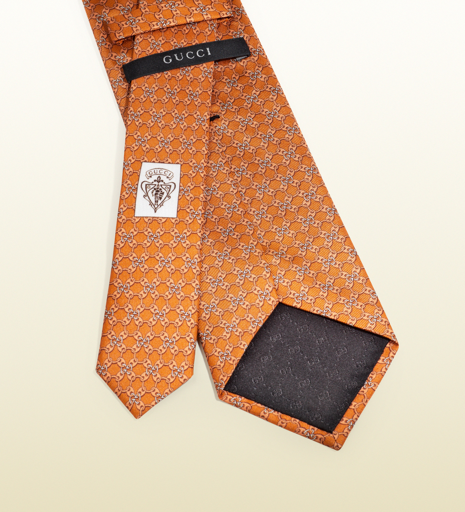 Lyst Gucci Marina Chain Patterned Silk Tie in Orange for Men