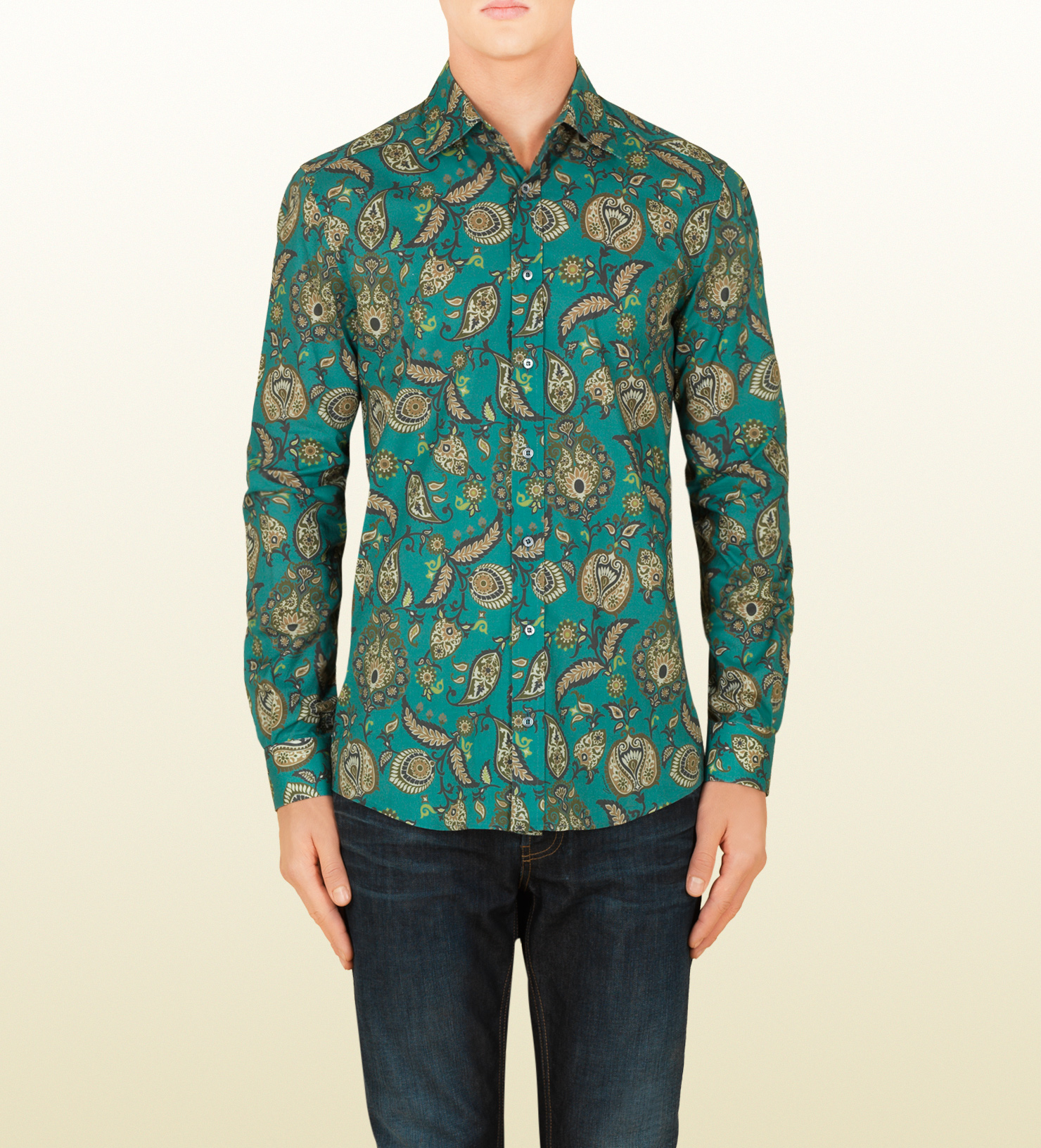 mens green paisley dress shirt