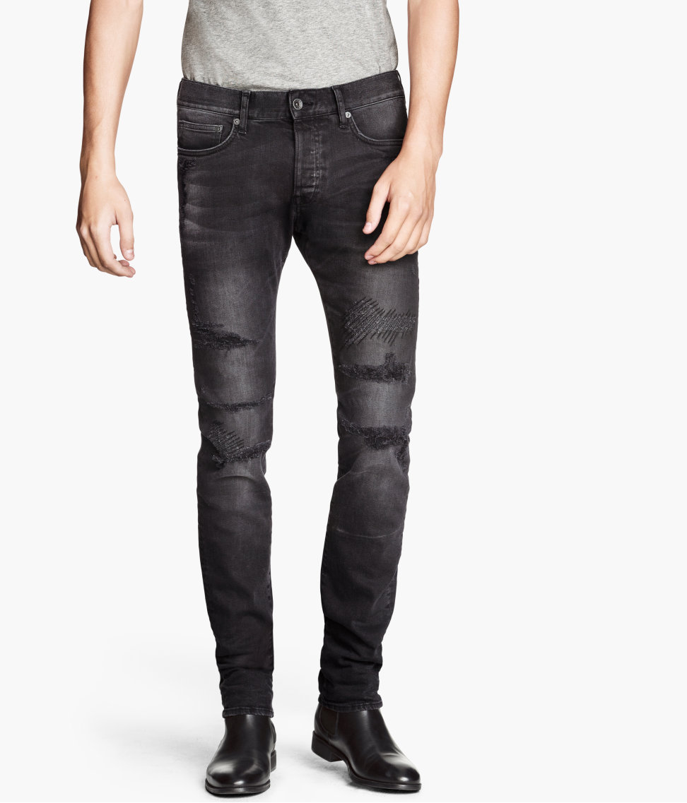 Lyst - H&M Slim Low Jeans in Black for Men