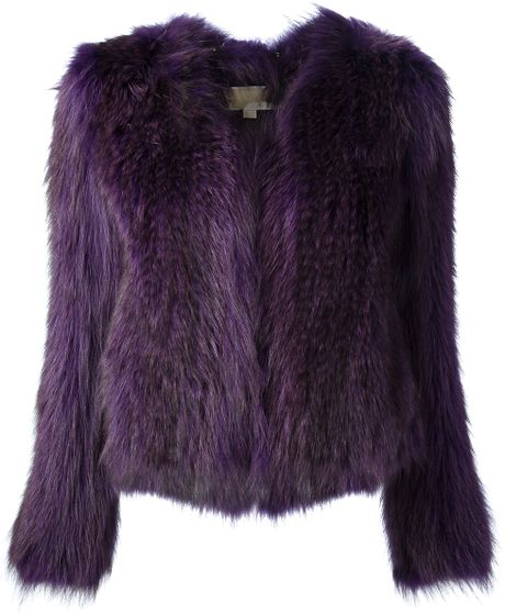 Michael Michael Kors Fluffy Jacket in Purple (pink & purple) | Lyst
