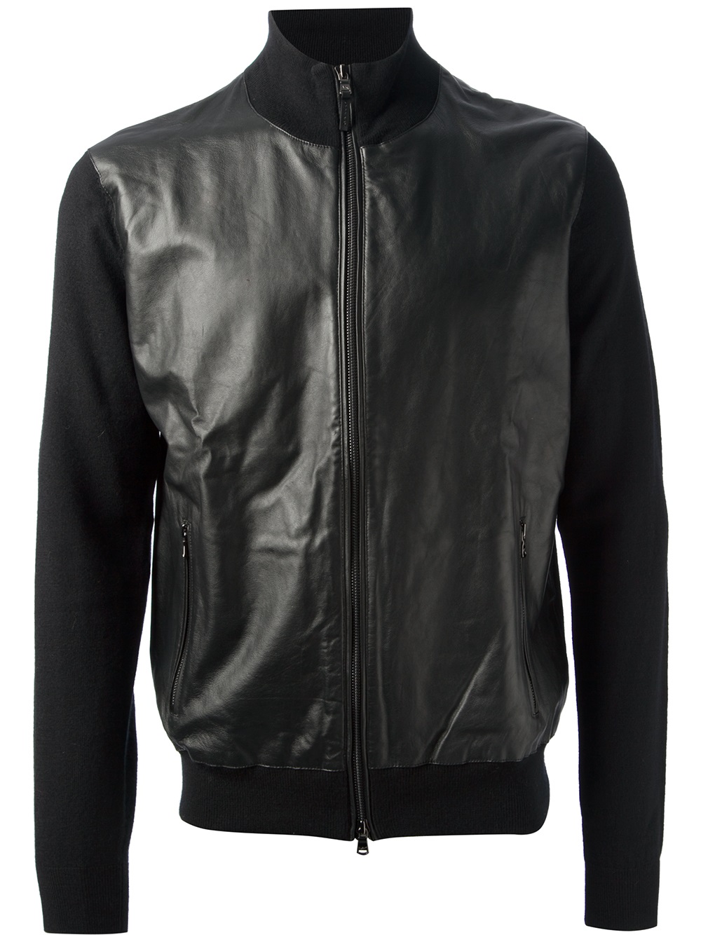 Michael Kors Leather Front Cardigan in Black for Men | Lyst