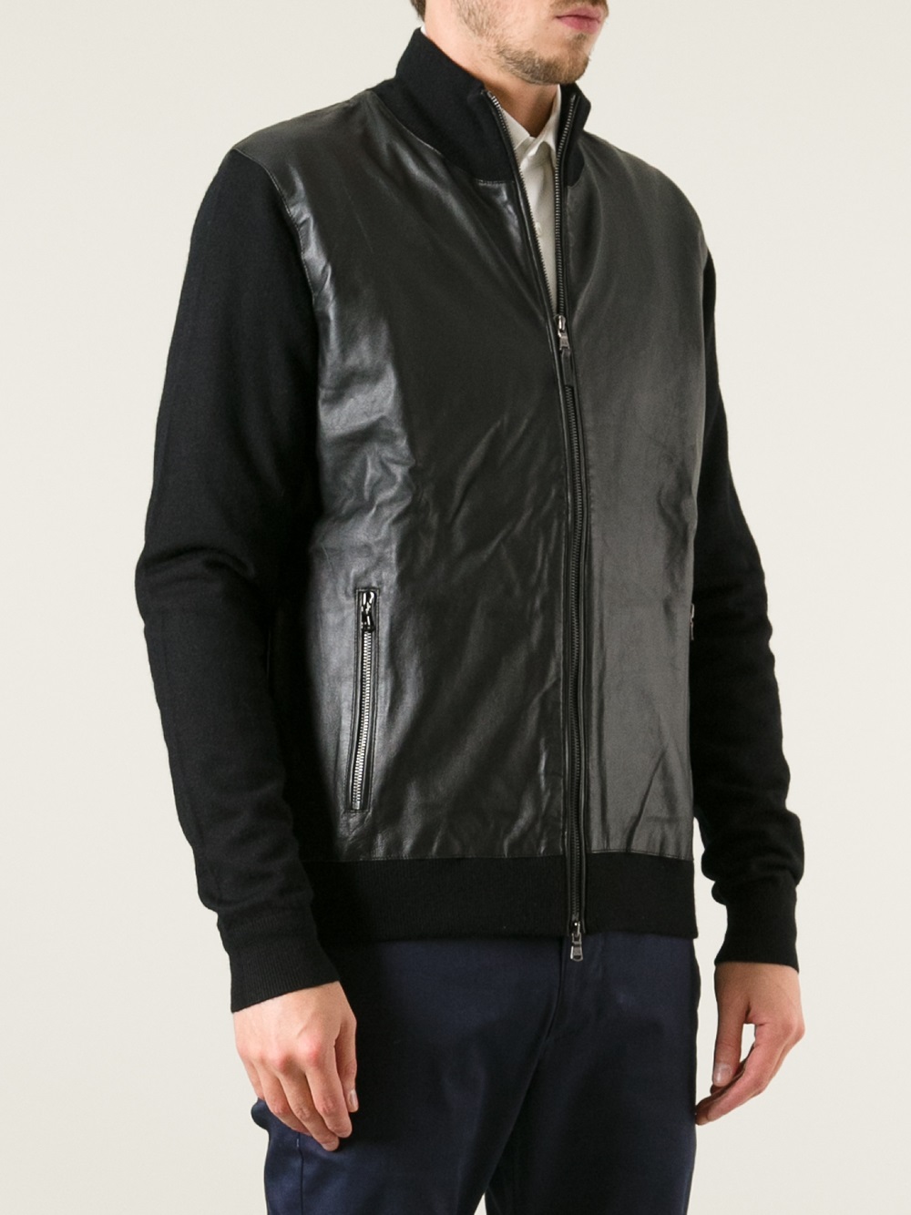 Michael Kors Leather Front Cardigan in 