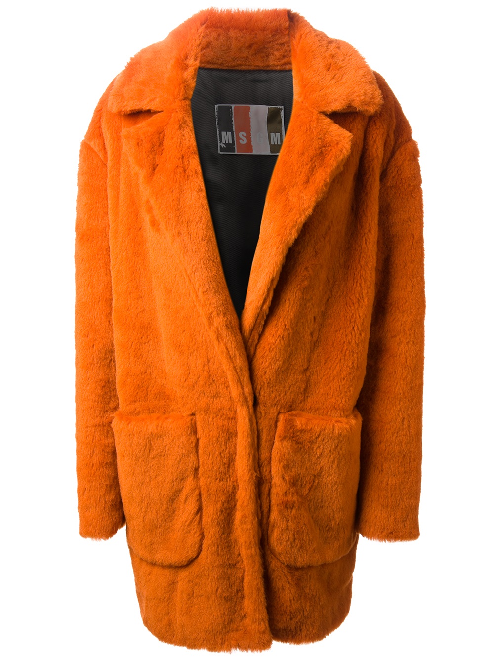 Lyst Msgm Faux Fur Coat in Orange