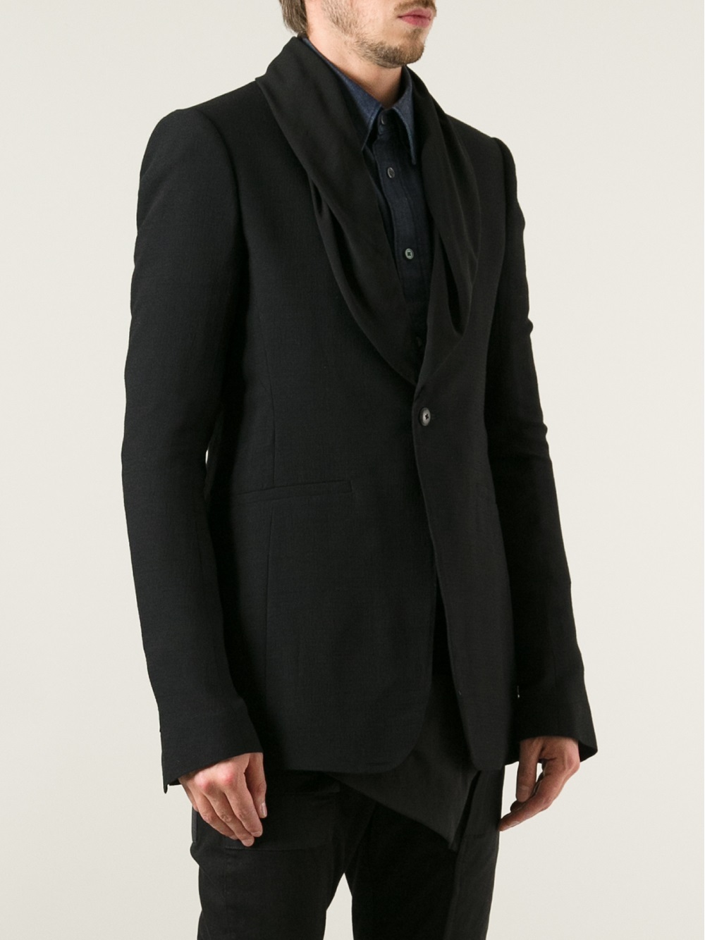 Rick Owens Folded Collar Blazer in Black for Men Lyst
