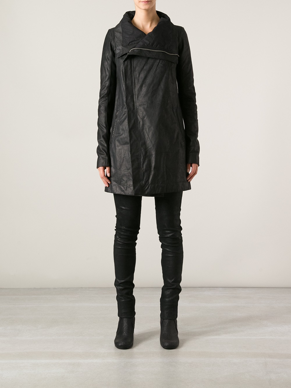 Rick Owens Long Biker Leather Jacket Cairoamani Com Lyst Rick Owens Long Leather Biker Jacket In Black