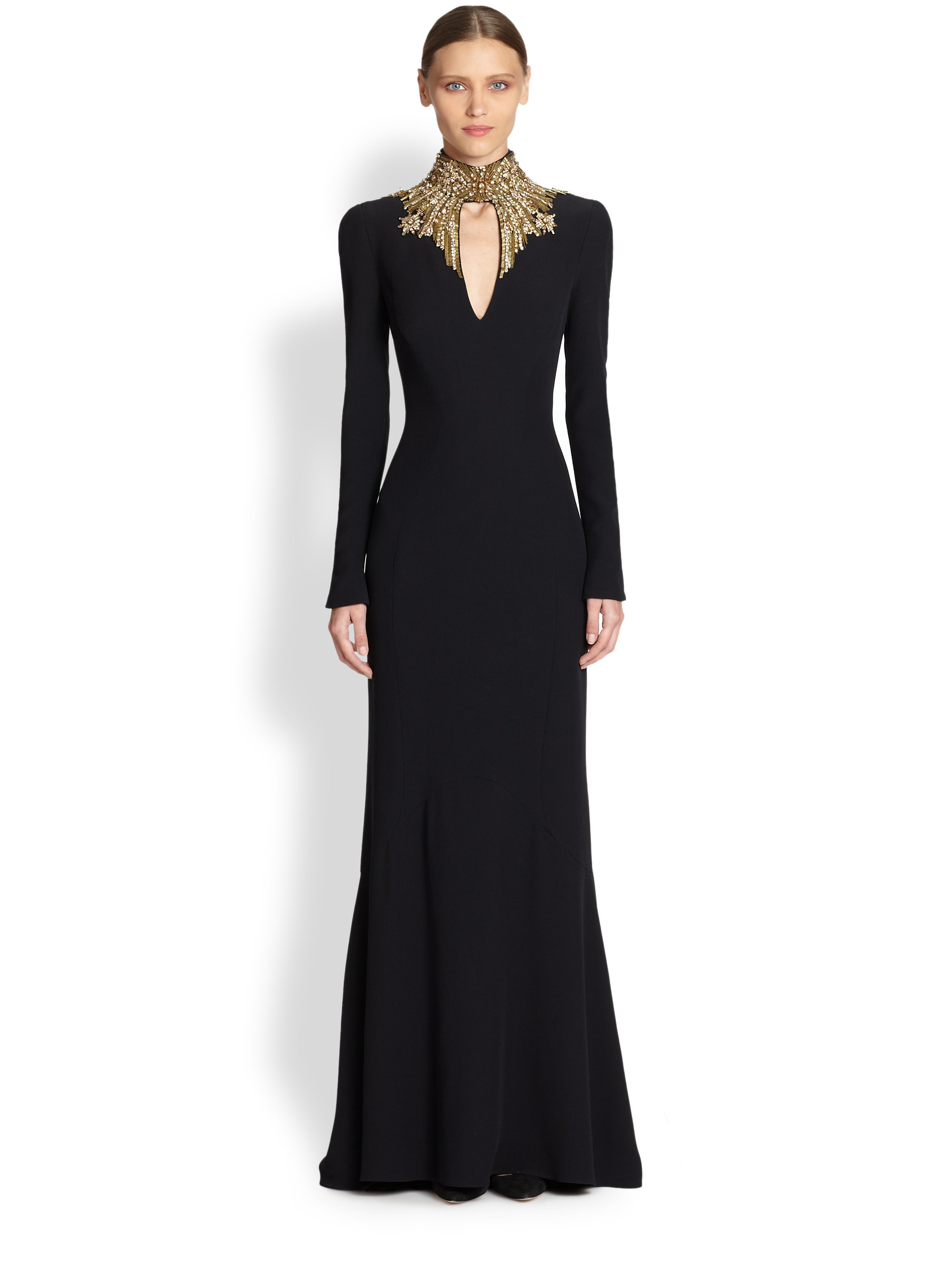 Alexander McQueen Crepe Jewelneck Gown ...