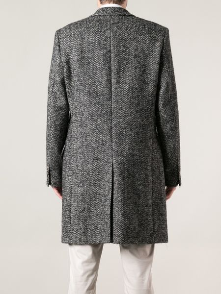 Ami Herringbone Coat in Gray for Men (black) | Lyst