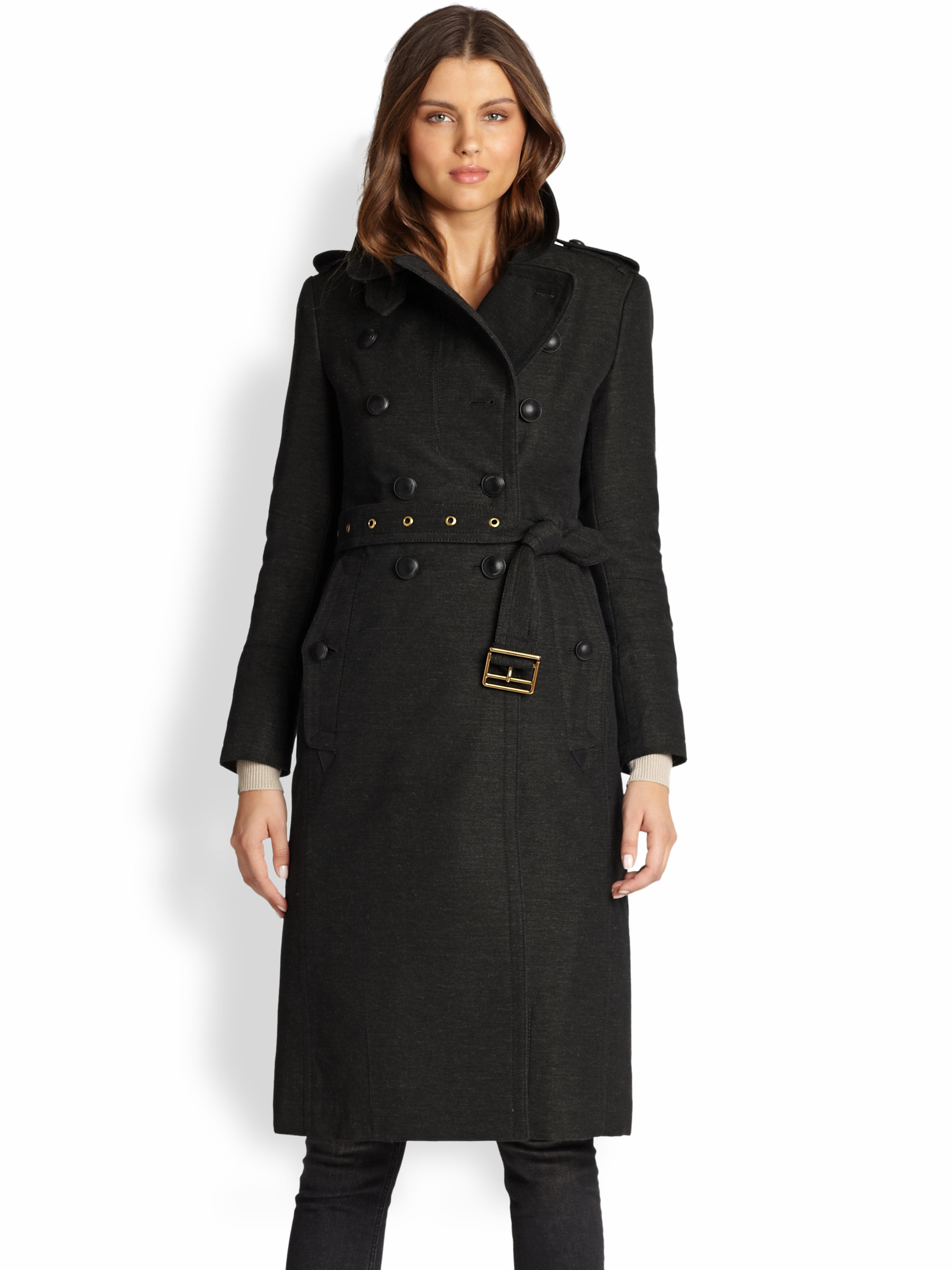 Burberry brit Military Officers Coat in Green | Lyst