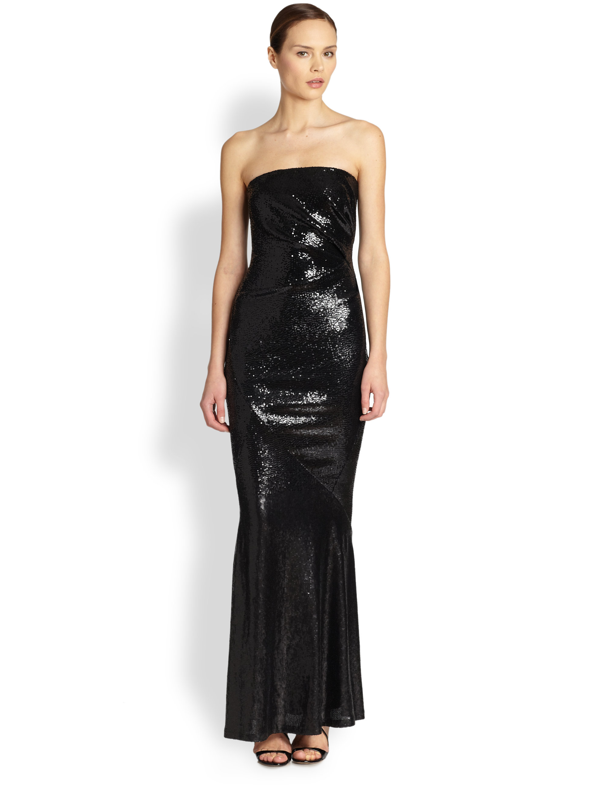 Donna karan Sequin Strapless Gown in Black  Lyst