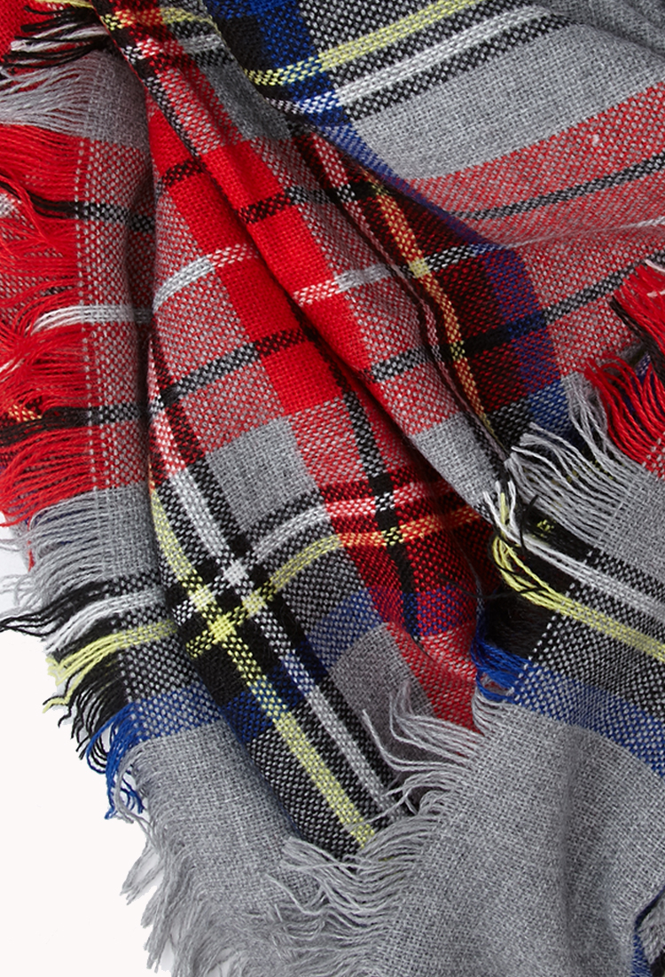 Forever 21 Classic Plaid Square Scarf in Heather Grey/Red ...