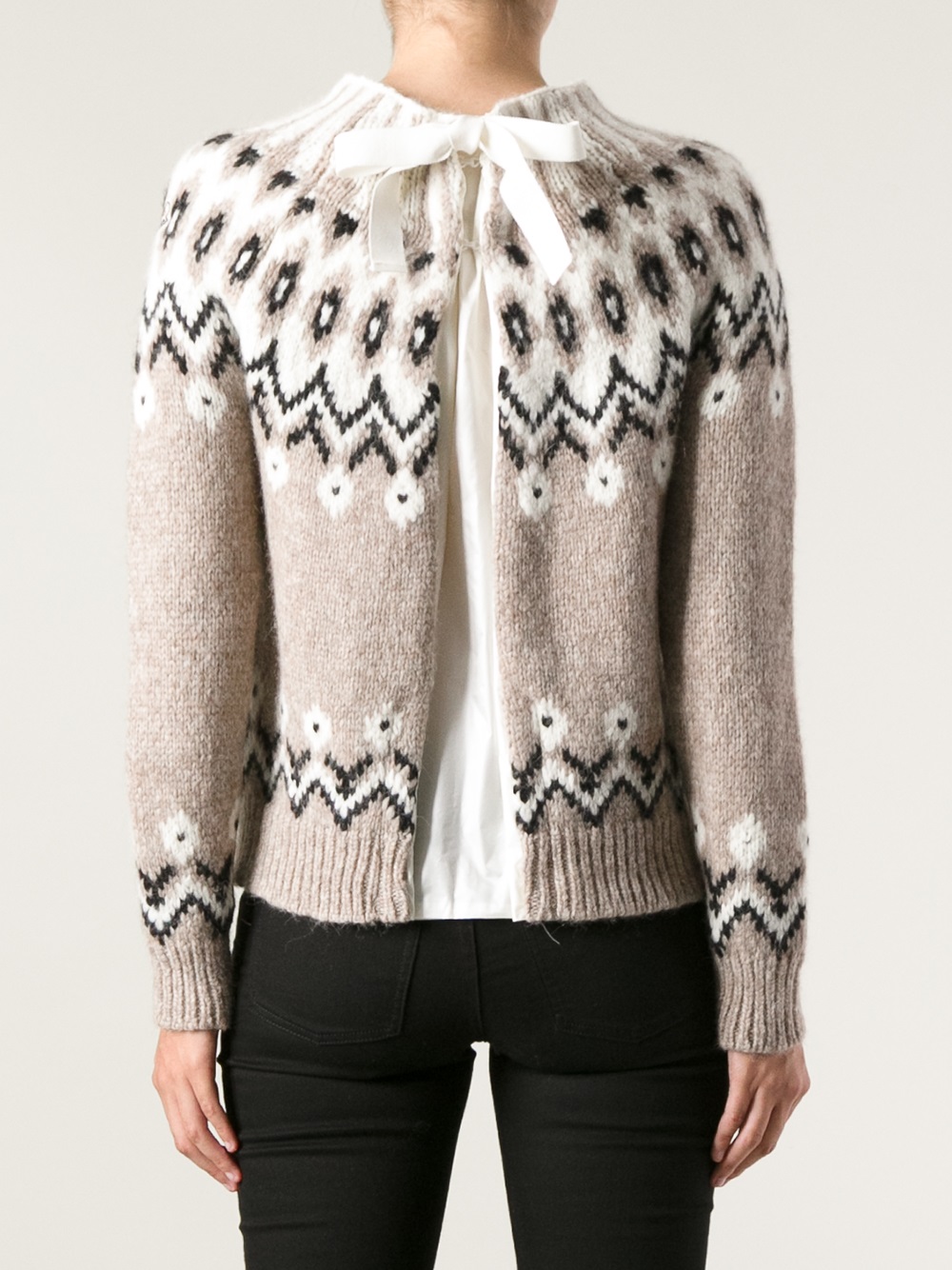 Moncler Fair Isle Knit Sweater in Natural - Lyst