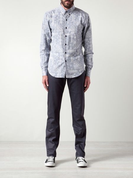 Naked & Famous Paisley Jacquard Print Shirt in Gray for Men (grey) | Lyst