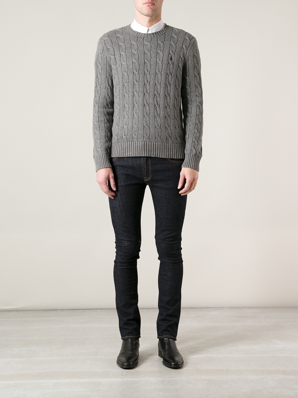 Polo Ralph Lauren Cable Knit Sweater in Gray for Men | Lyst