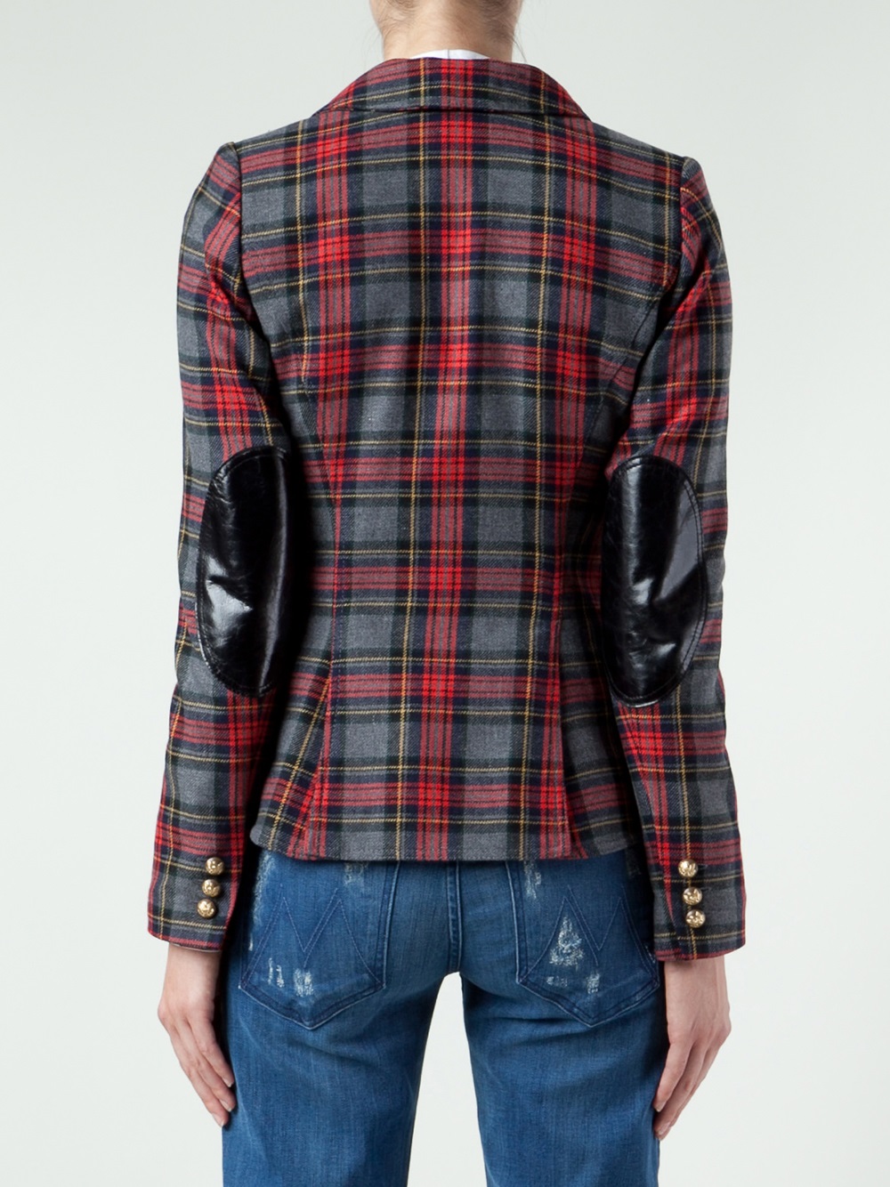 red tartan plaid blazer