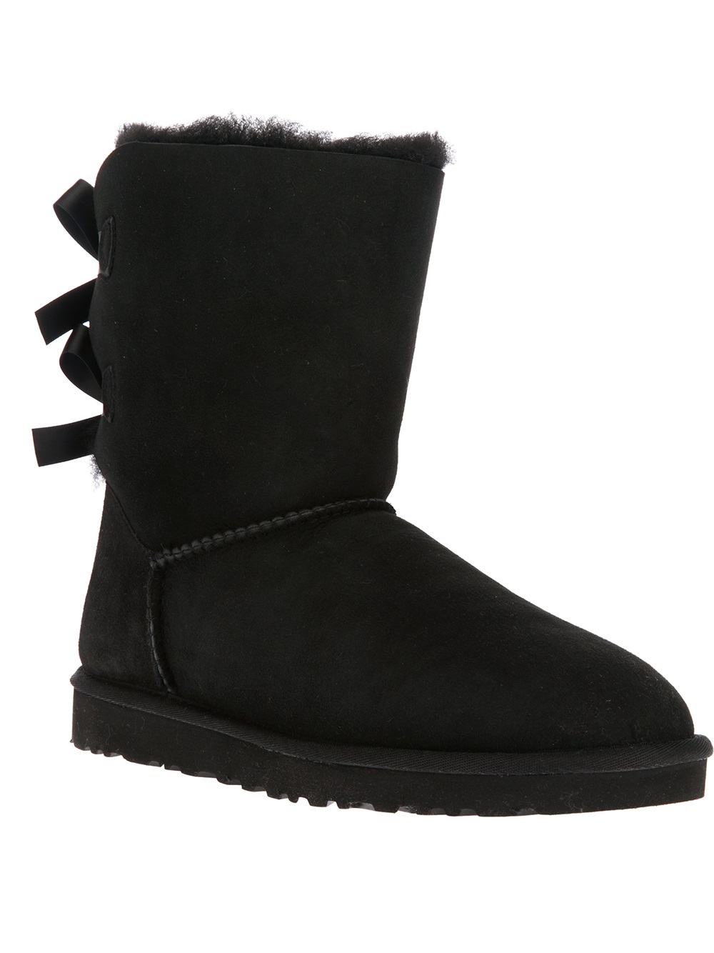 black uggs with ribbons on the back