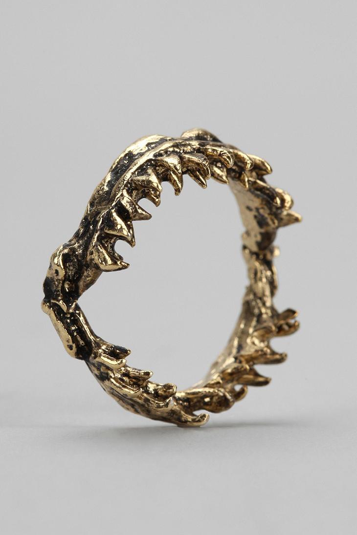 Urban Outfitters Obey Shark Jaw Ring in Metallic | Lyst