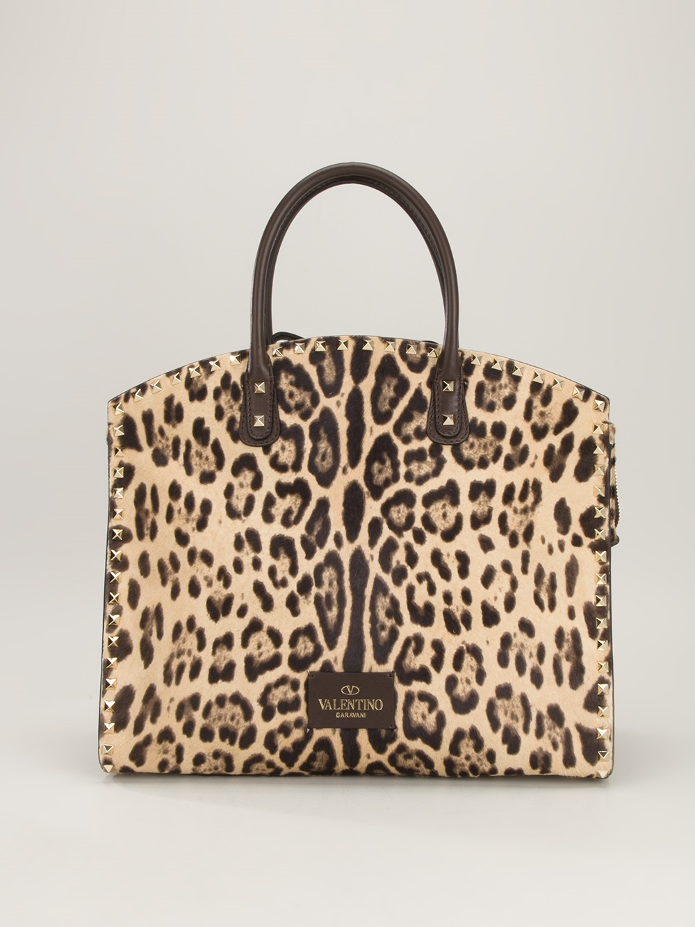 Valentino Rockstud Leopard Print Tote in Natural | Lyst