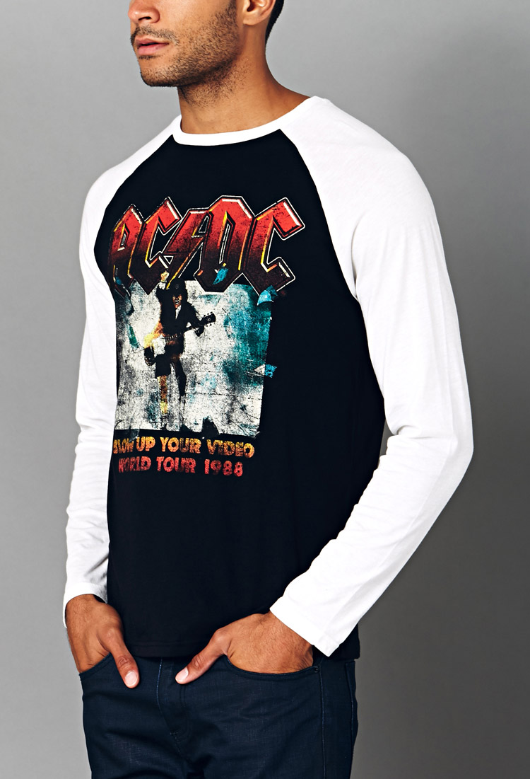 Forever 21 Acdc Baseball Tee In Black For Men Lyst
