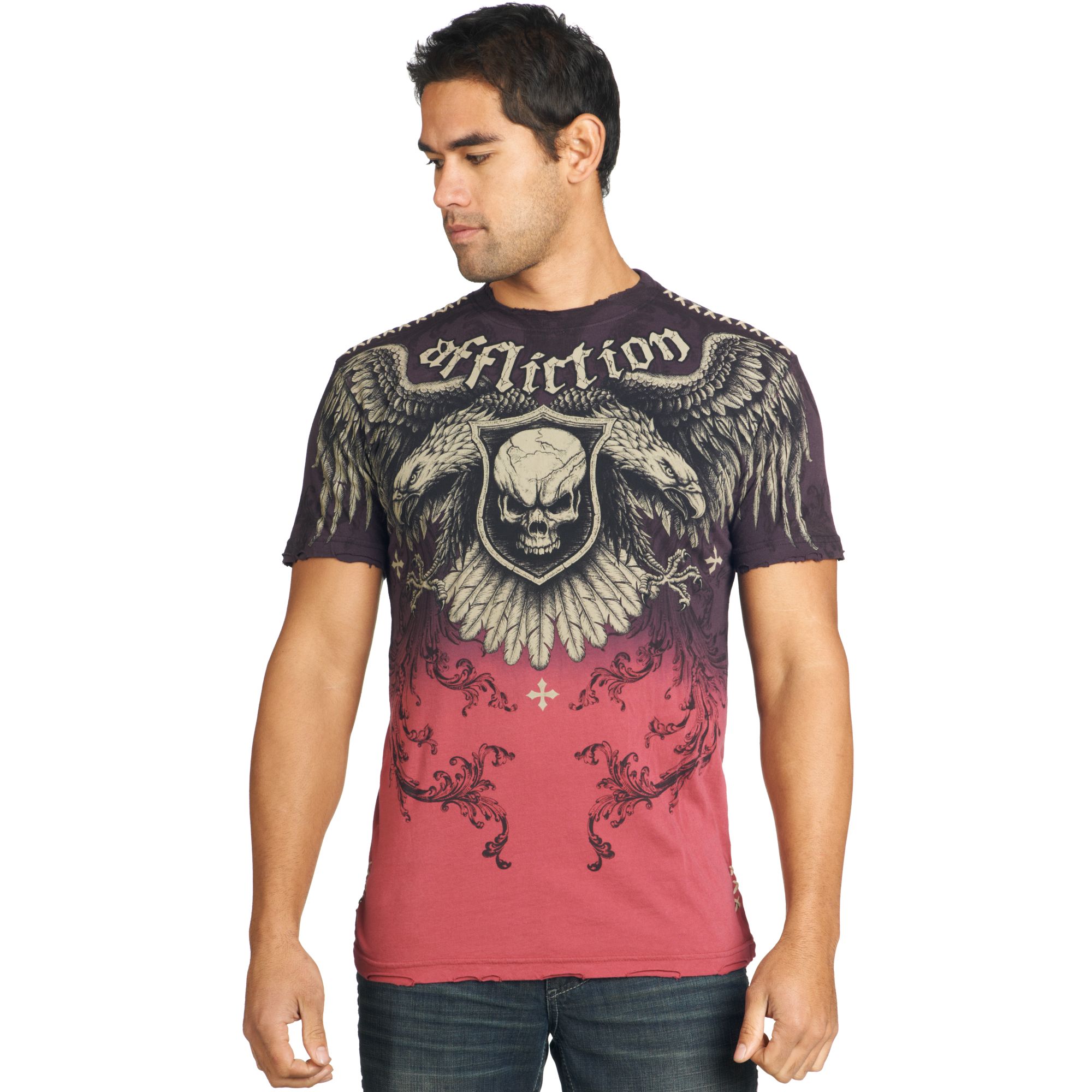 Lyst - Affliction Ombre Graphic Skull Tshirt in Purple for Men