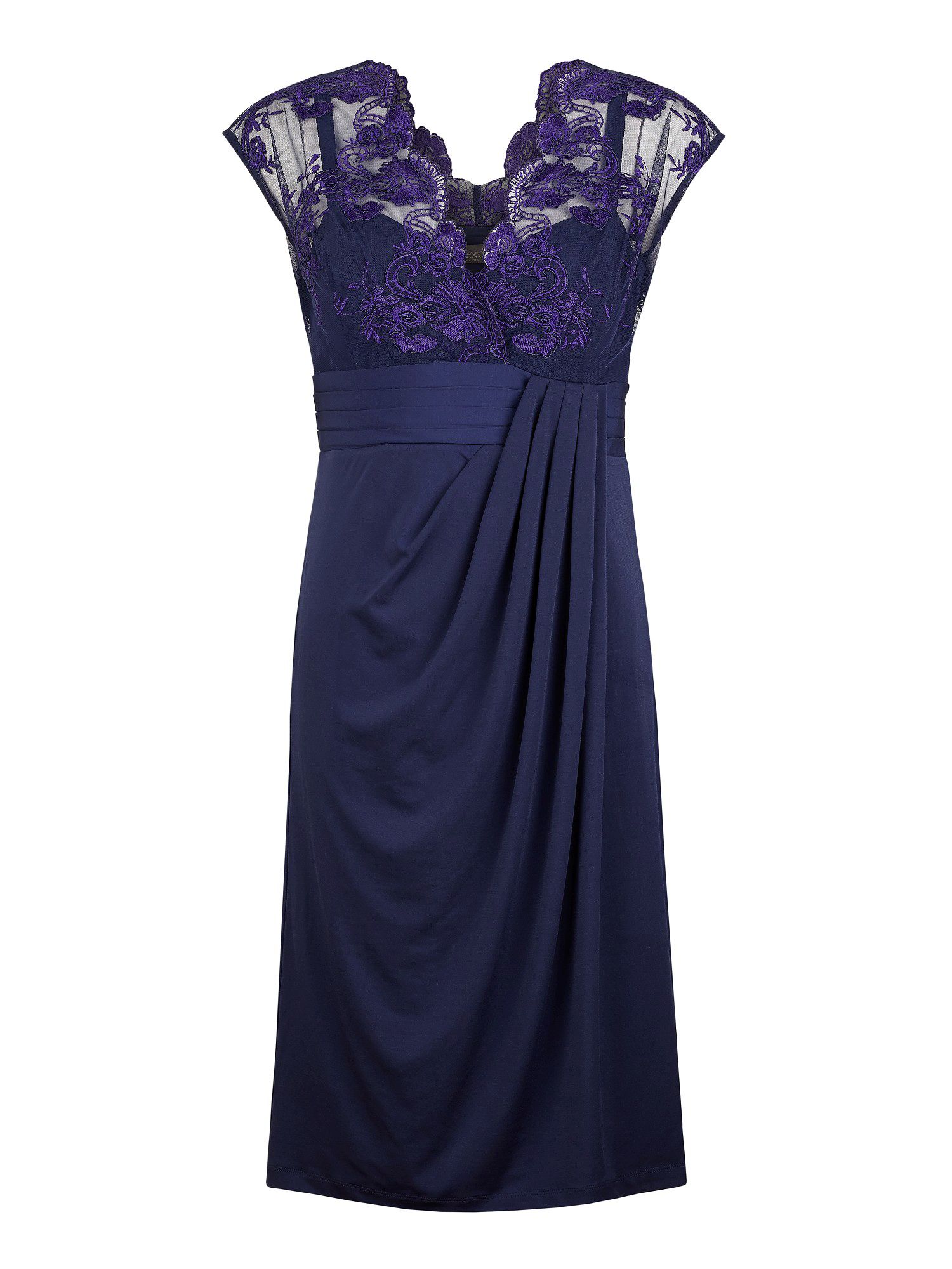 Alexon Twilight Lace Top Jersey Dress in Blue Lyst