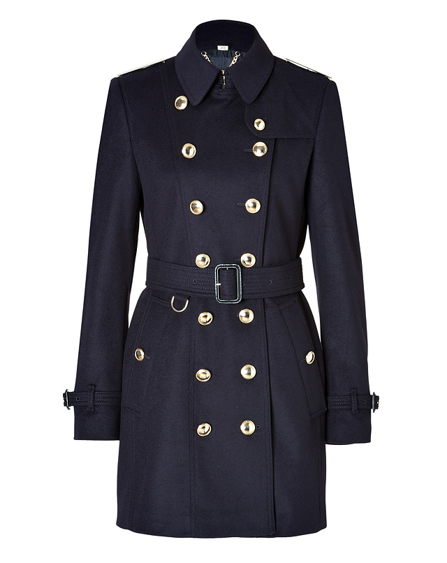 Burberry Wool Cashmere Queens Crown Trench Coat in Navy in Blue (navy ...
