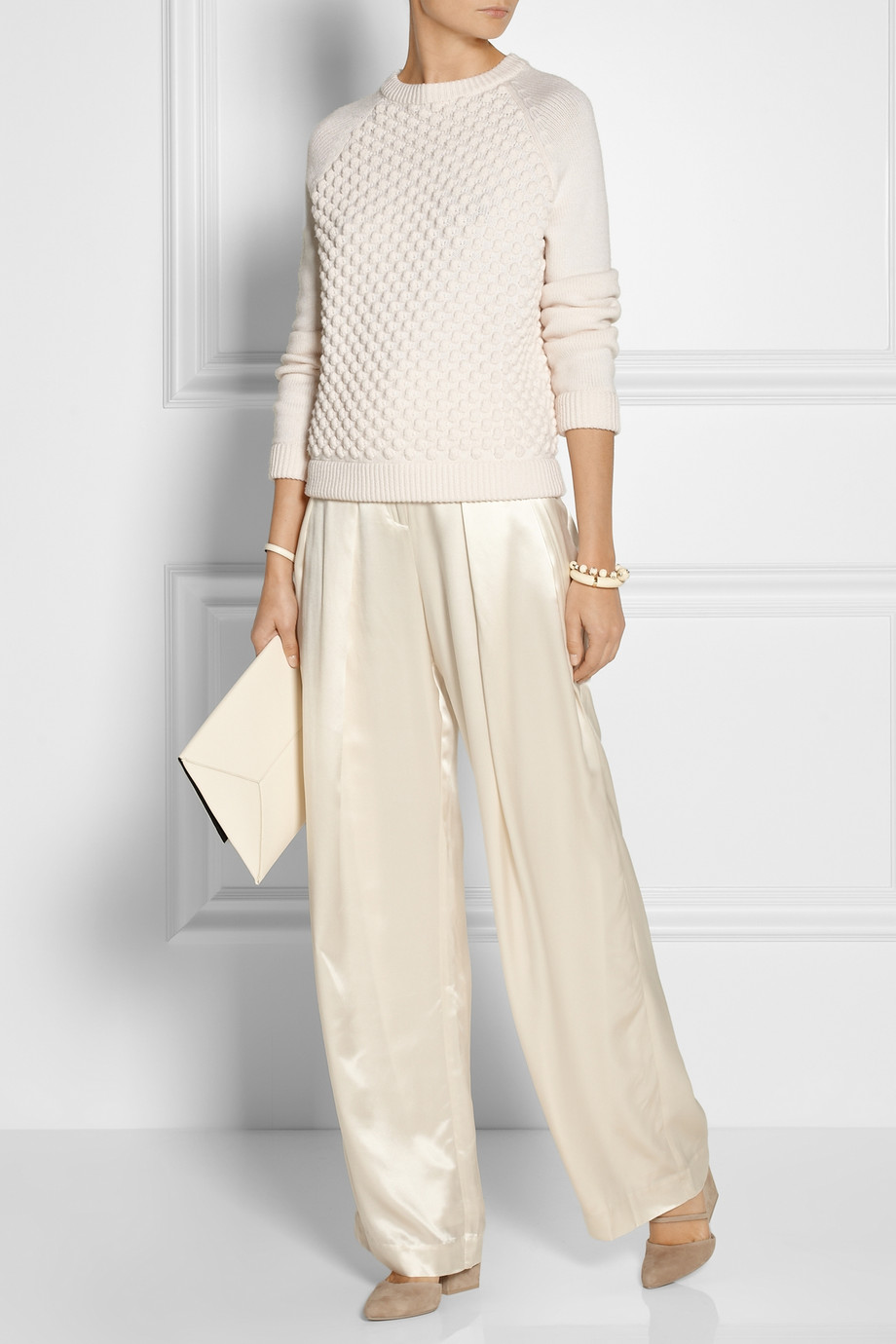 By Malene Birger Cosyna High-waisted Silk-satin Pants in Beige (Natural ...