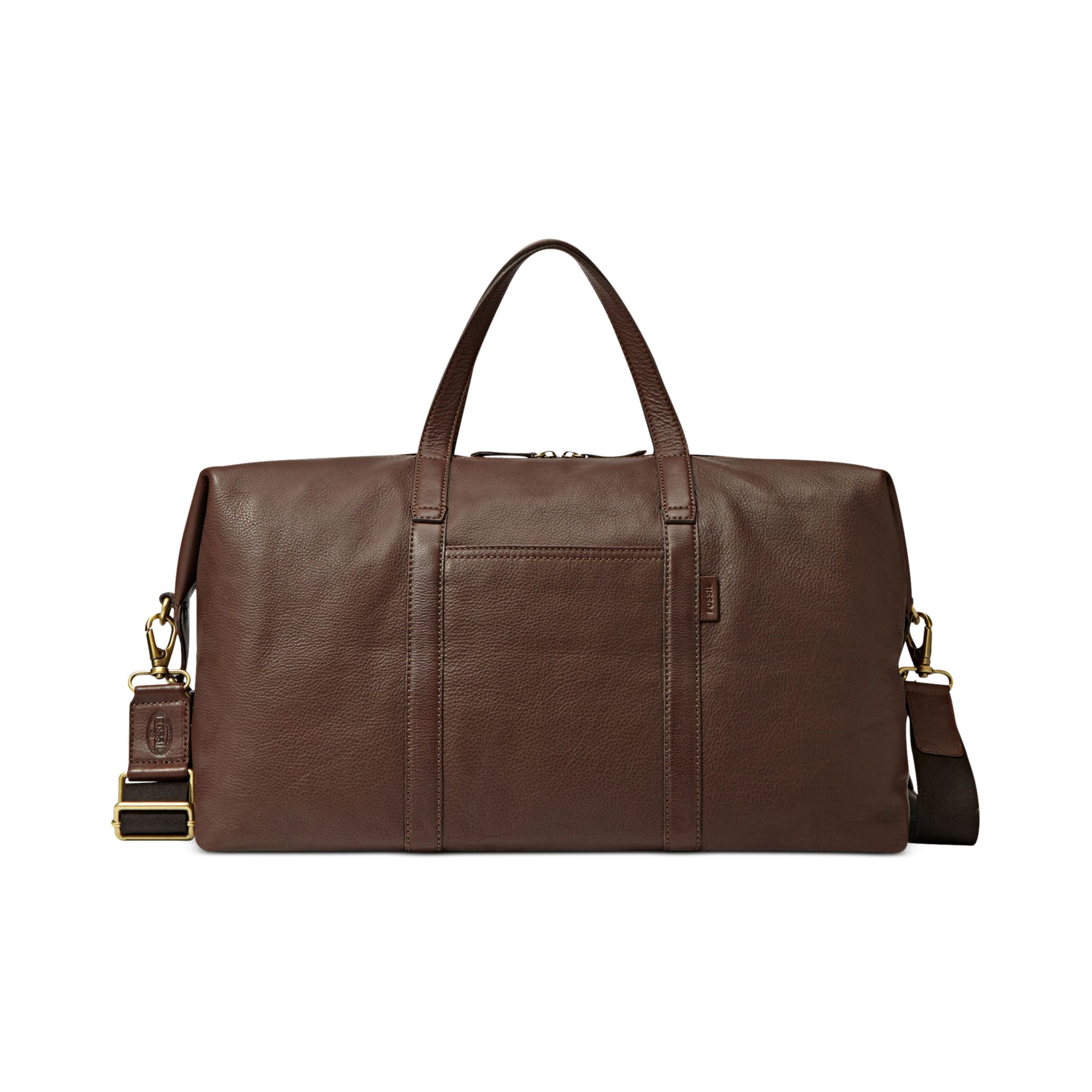 fossil men's defender leather duffle bag