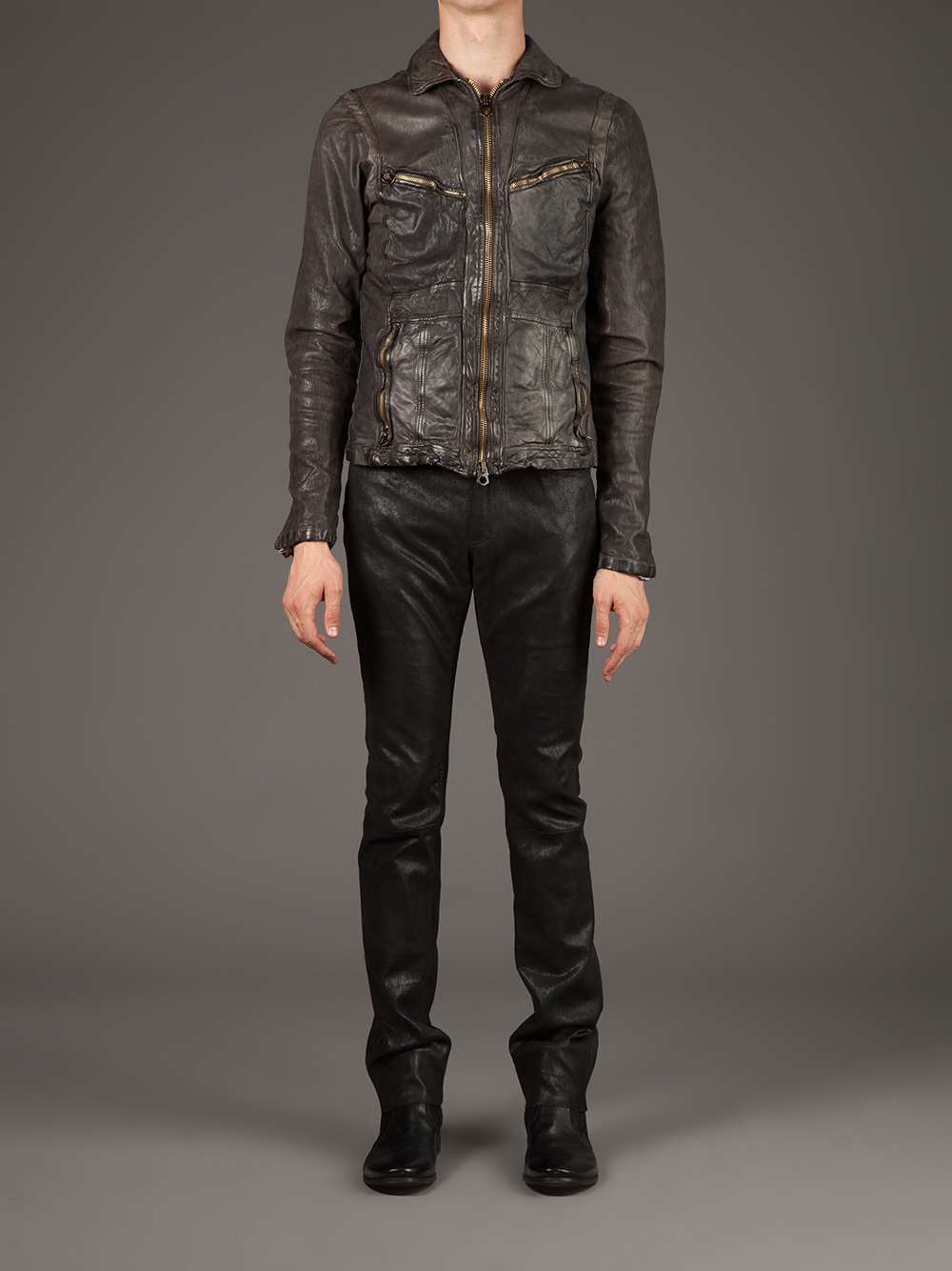 Giorgio Brato Distressed Leather Jacket in Brown for Men - Lyst
