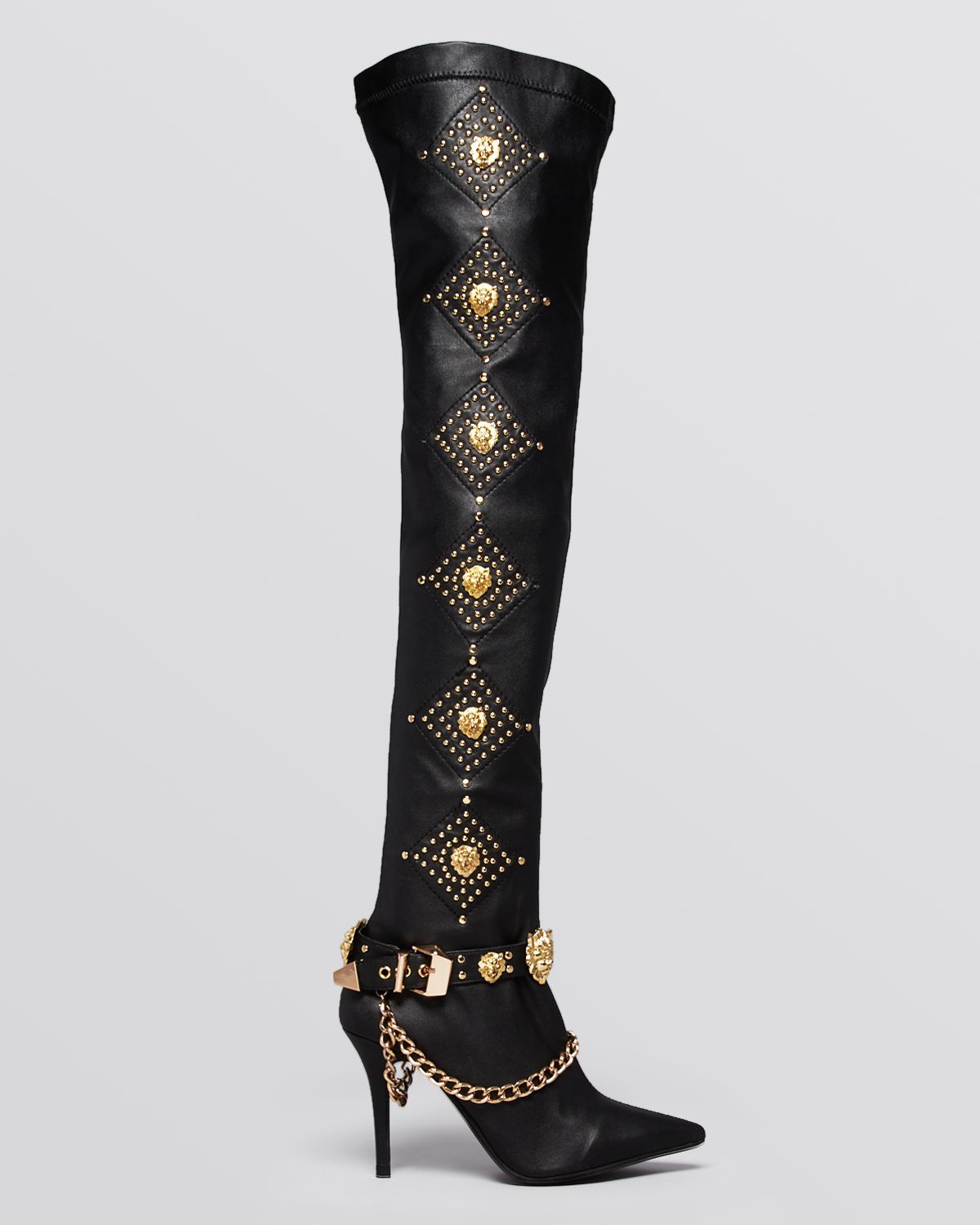 black and gold knee high boots