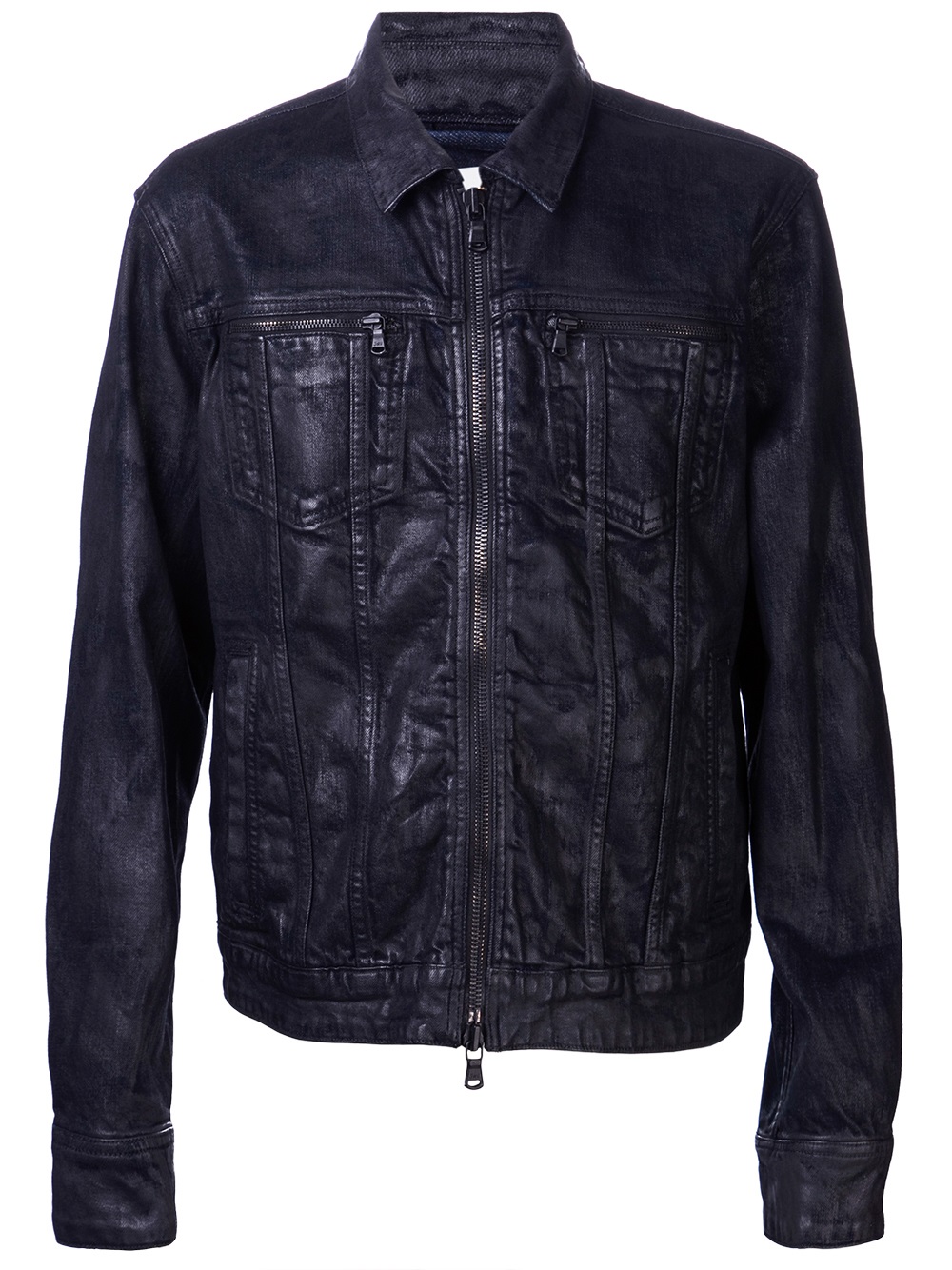 John Varvatos Waxed Denim Jacket in Black for Men Lyst UK