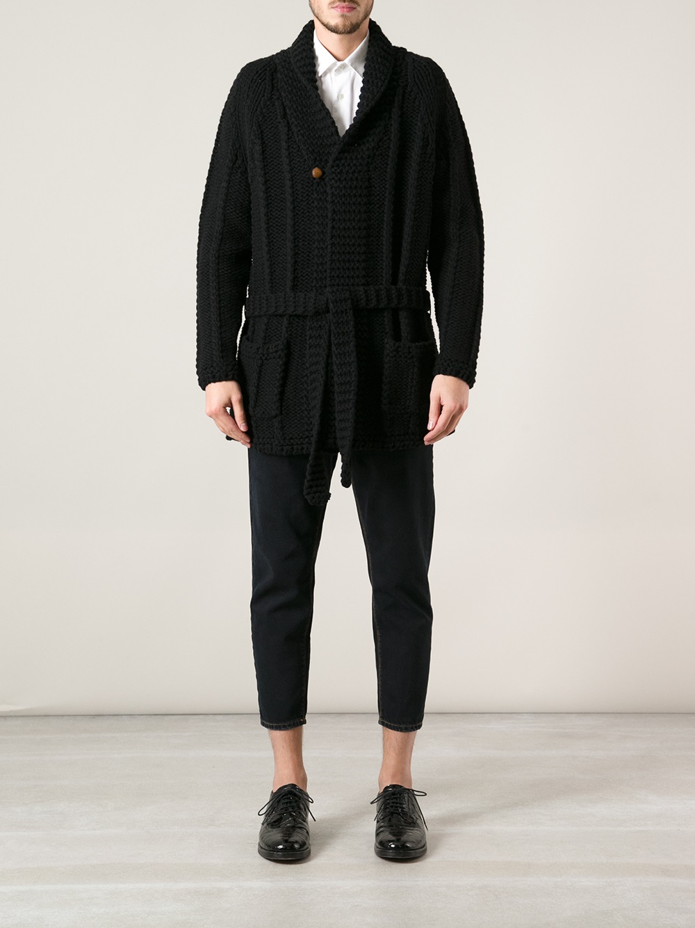 mens belted cardigan