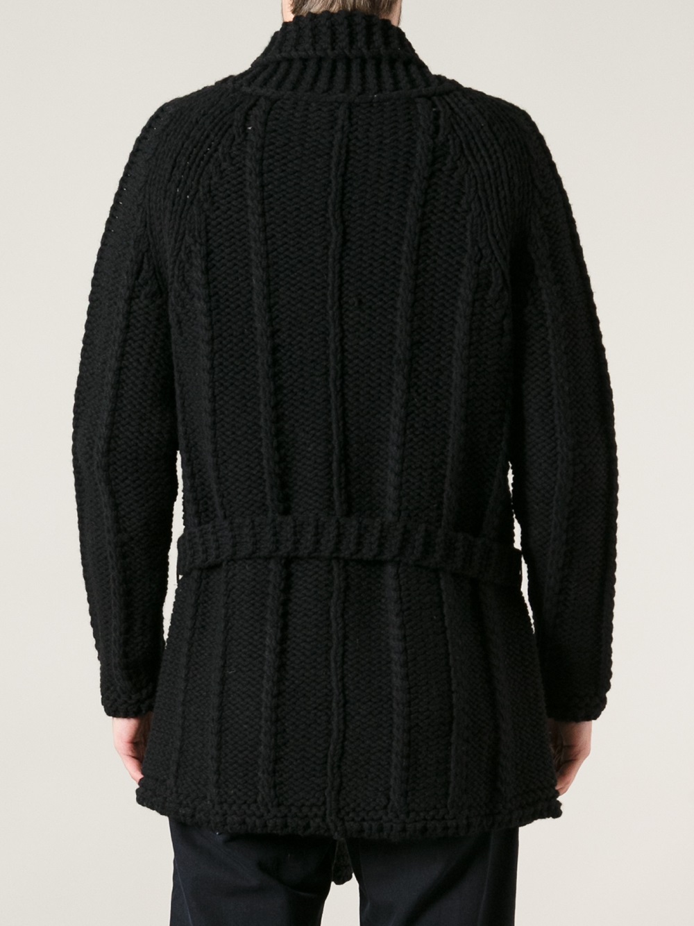 Lyst - Laneus Knitted Belted Cardigan in Black for Men